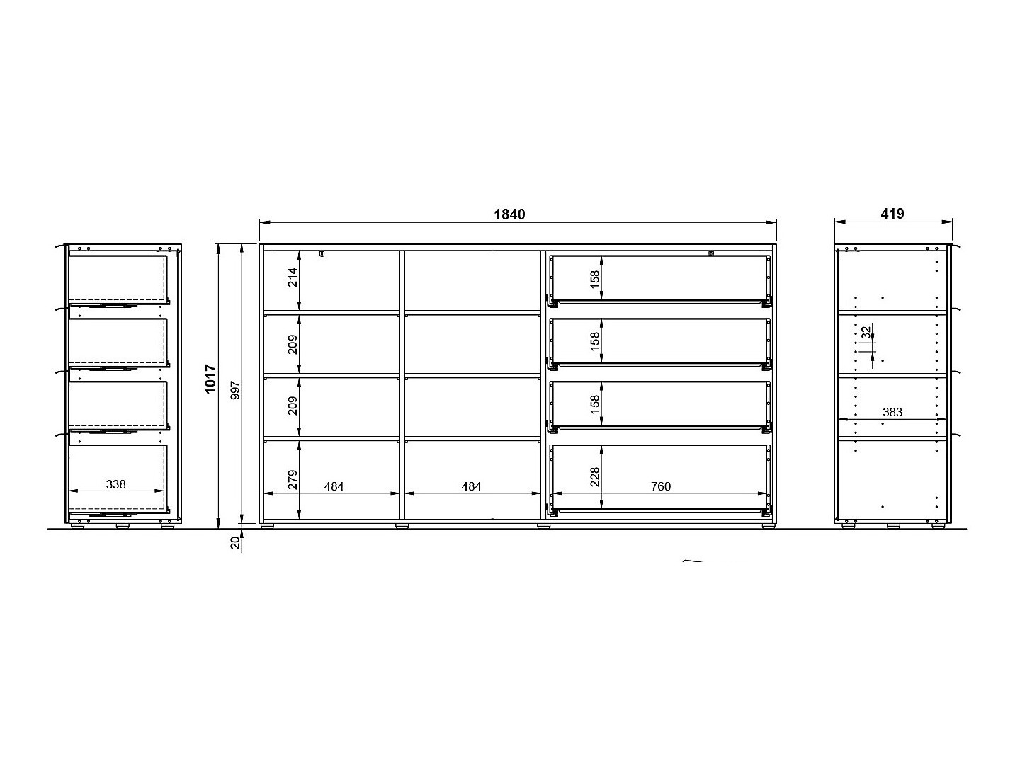 Komoda Sacramento 302 (Krem + Sjajno krem)