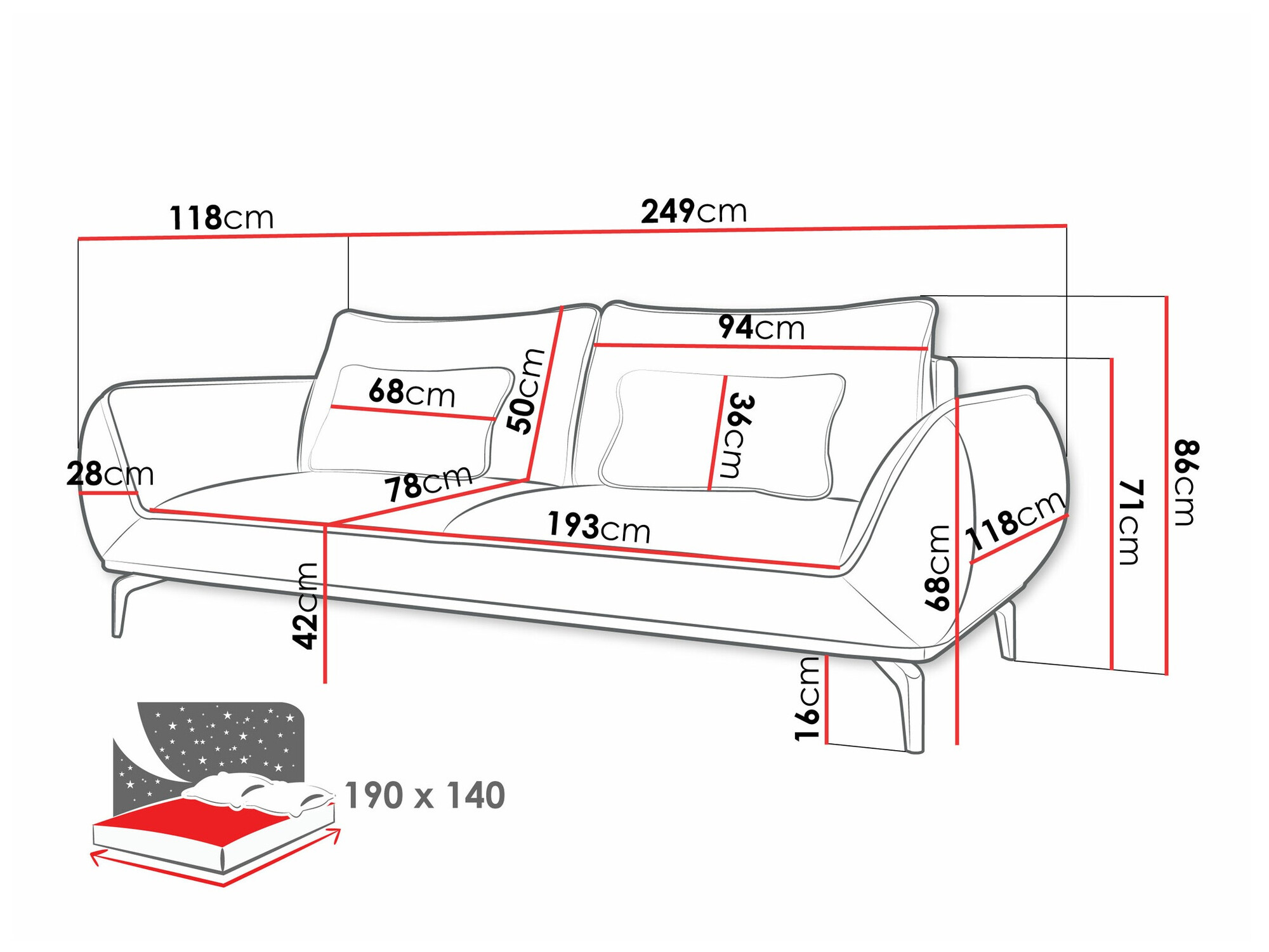 Sofa na razvlačenje Lincoln 197 (Aragon 93)