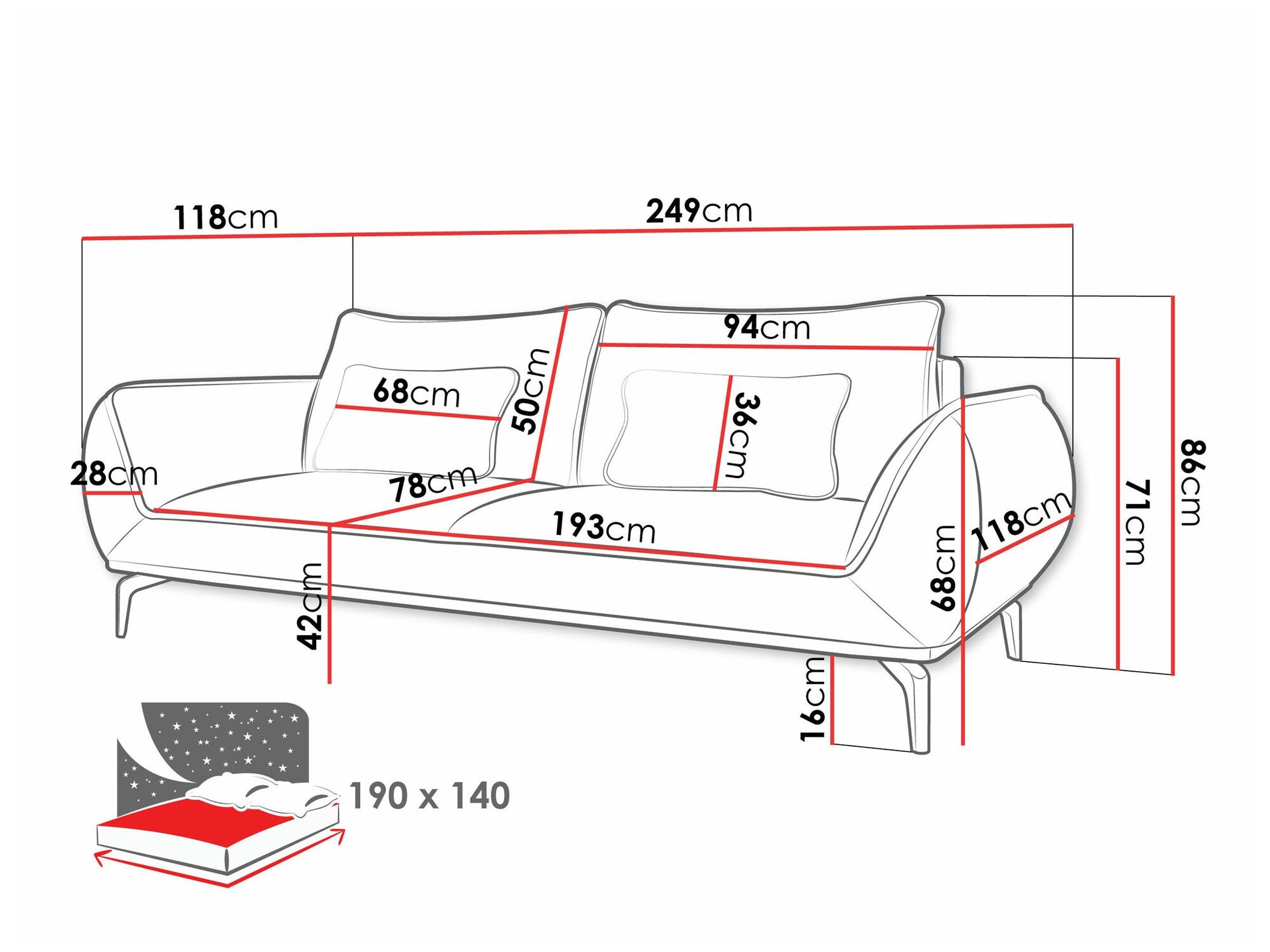Sofa na razvlačenje Lincoln 197 (Aragon 97)