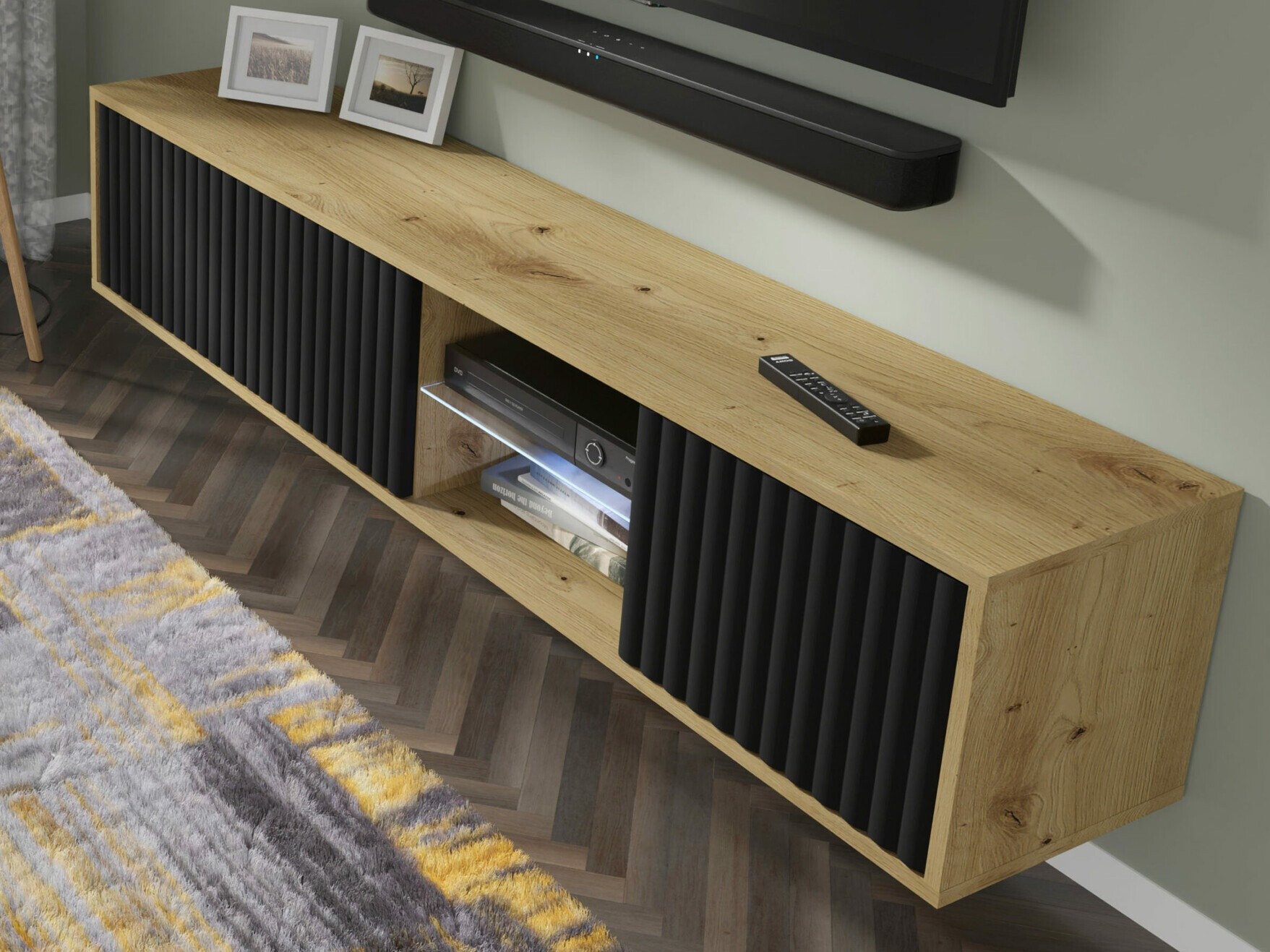 TV komoda Buffalo 181 (Mat crna + Artisan hrast)