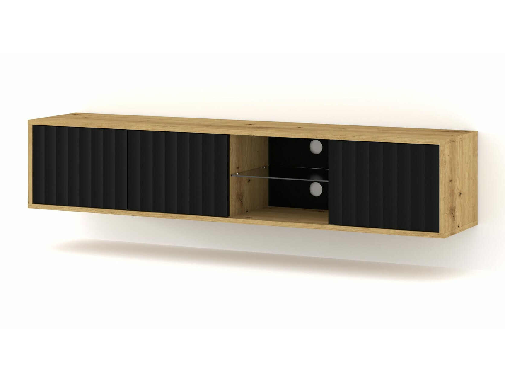 TV sto Buffalo 182 (Mat crna + Zanatski hrast)