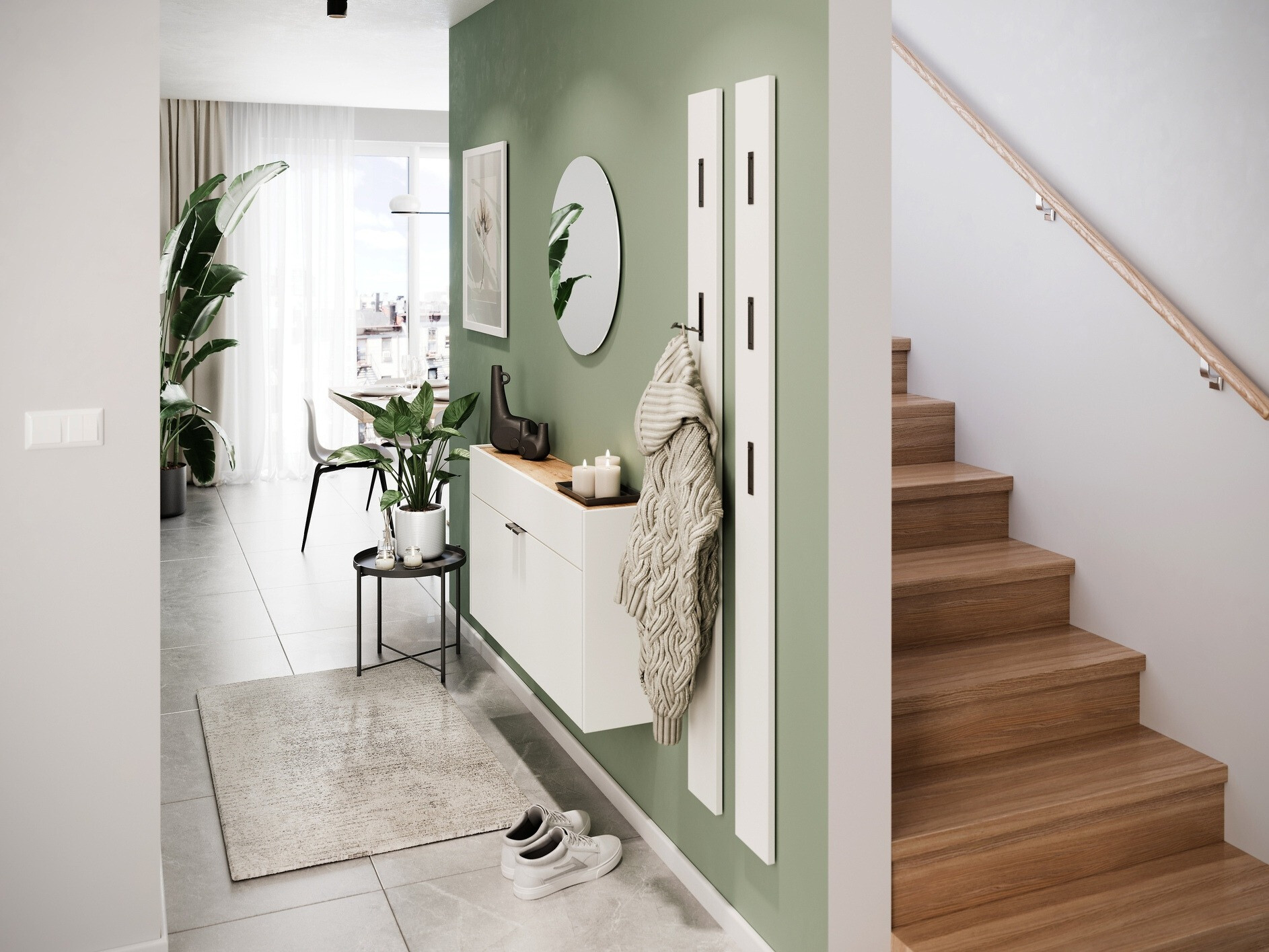 Polica za obuću Cirsale 102 (Belo + Navarra hrast)