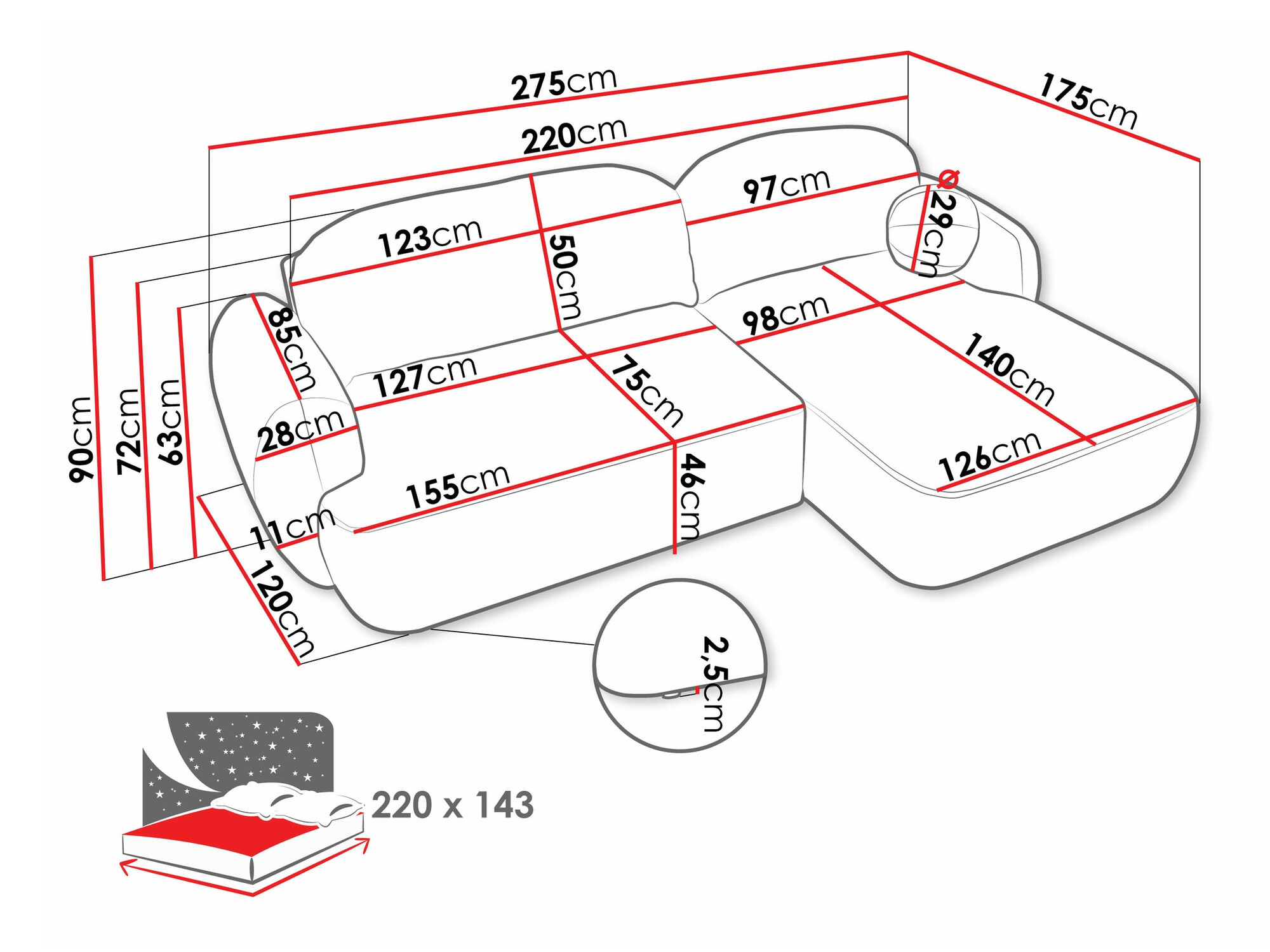 Ugaona sofa TrendyNest 110 (Now Or Never 03)