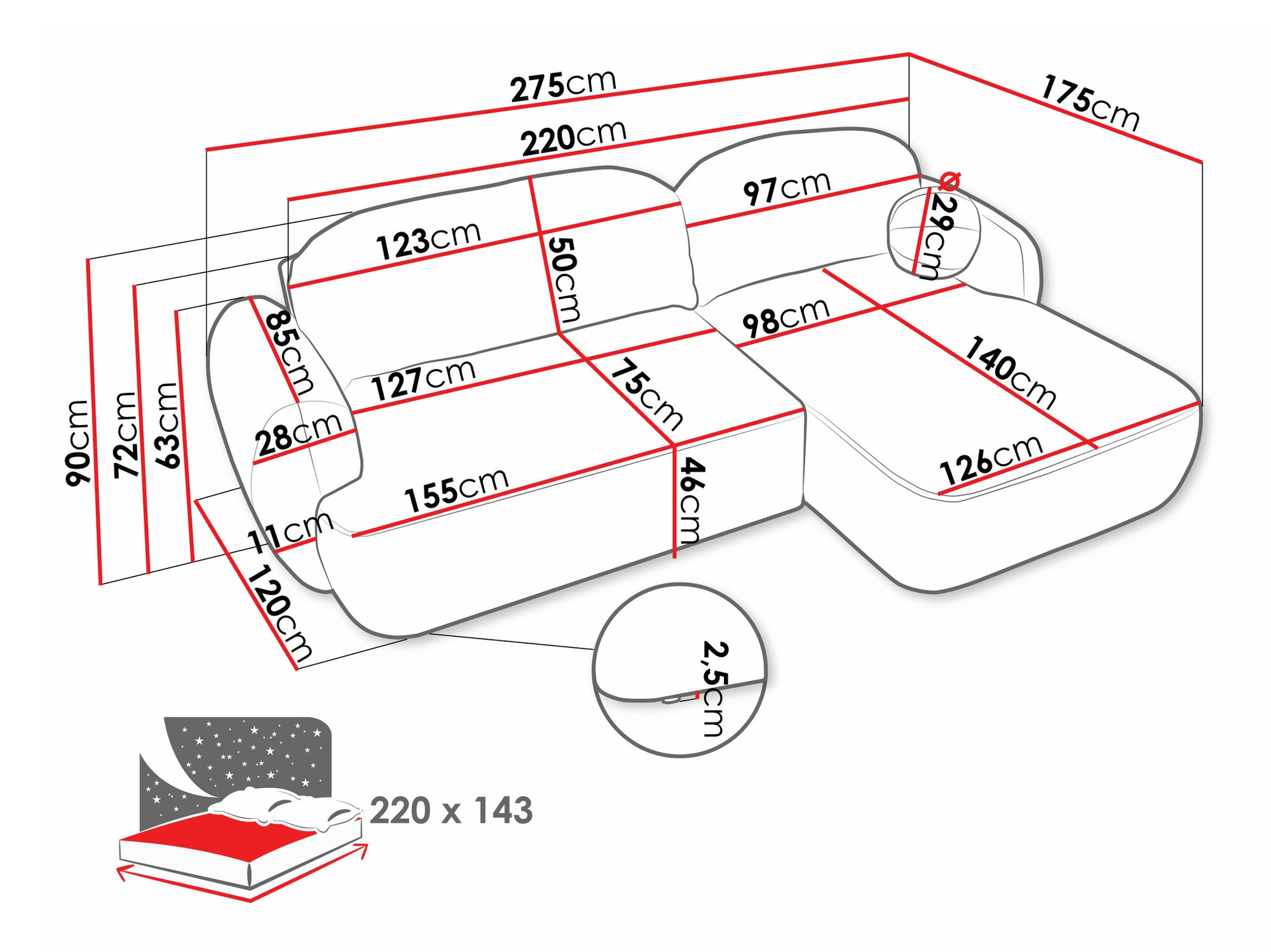 Ugaona sofa TrendyNest 110 (Now Or Never 03)