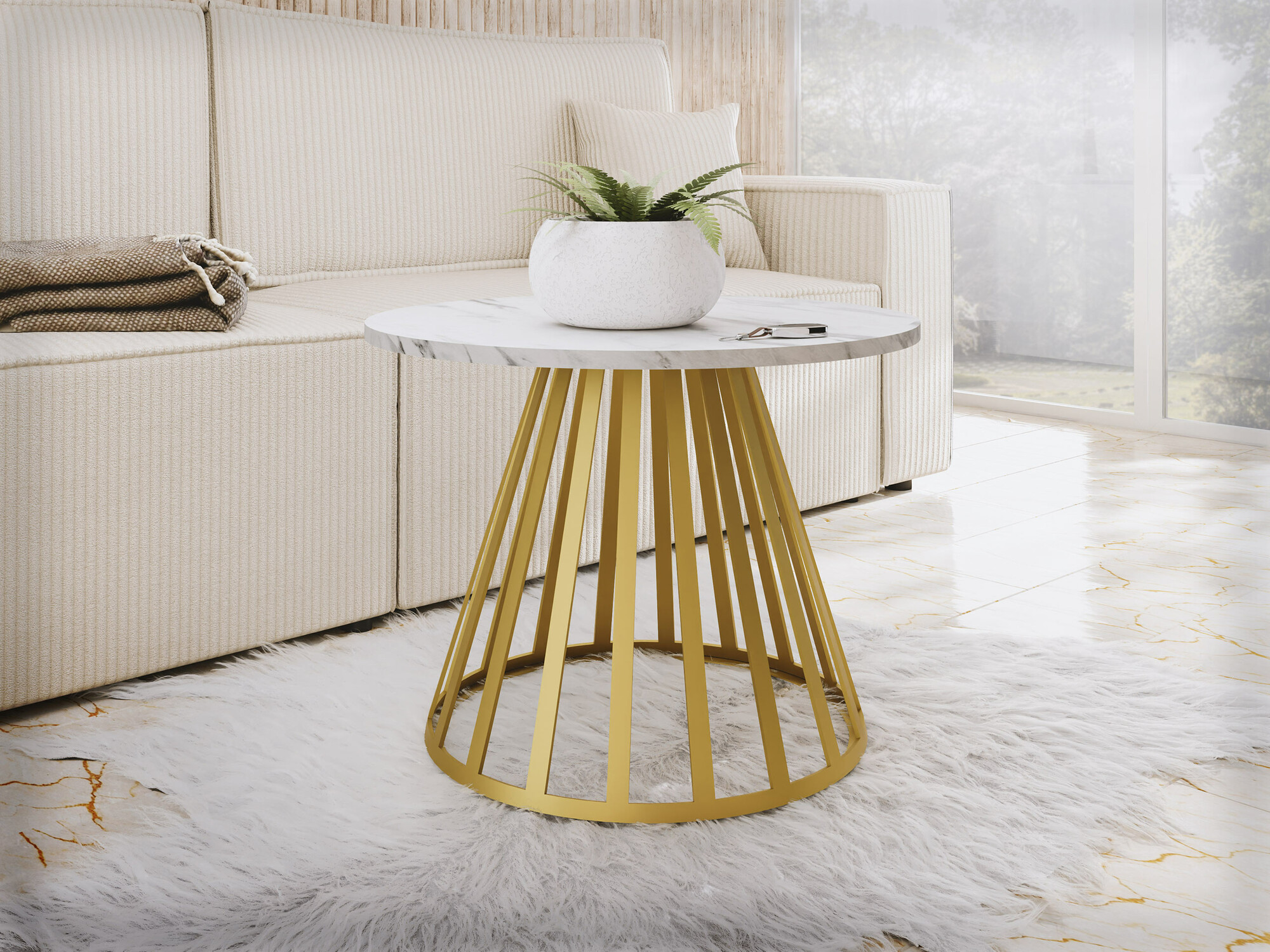 Stočić za kafu Oswego 130 (Beli mermer)