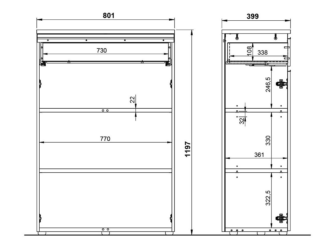 Komoda Vesbeno 101 (Graphite)