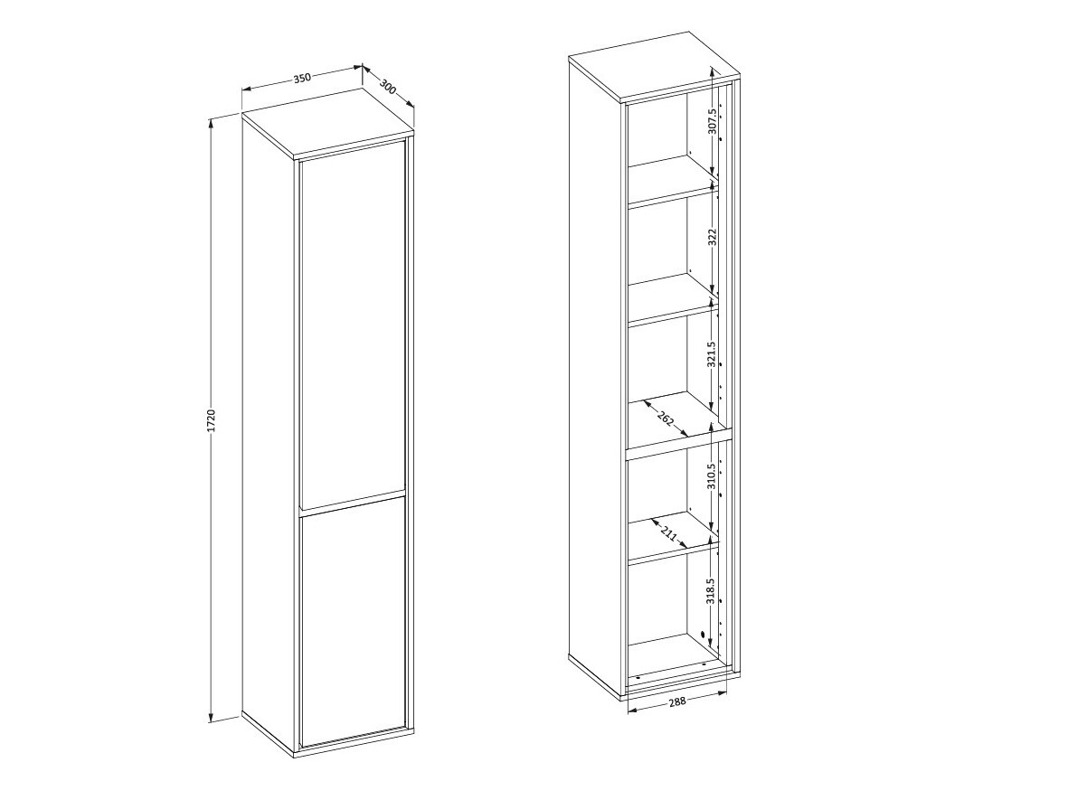Samostojeći kupatilski ormarić Tecavu 101 (Sjajno belo + Belo)