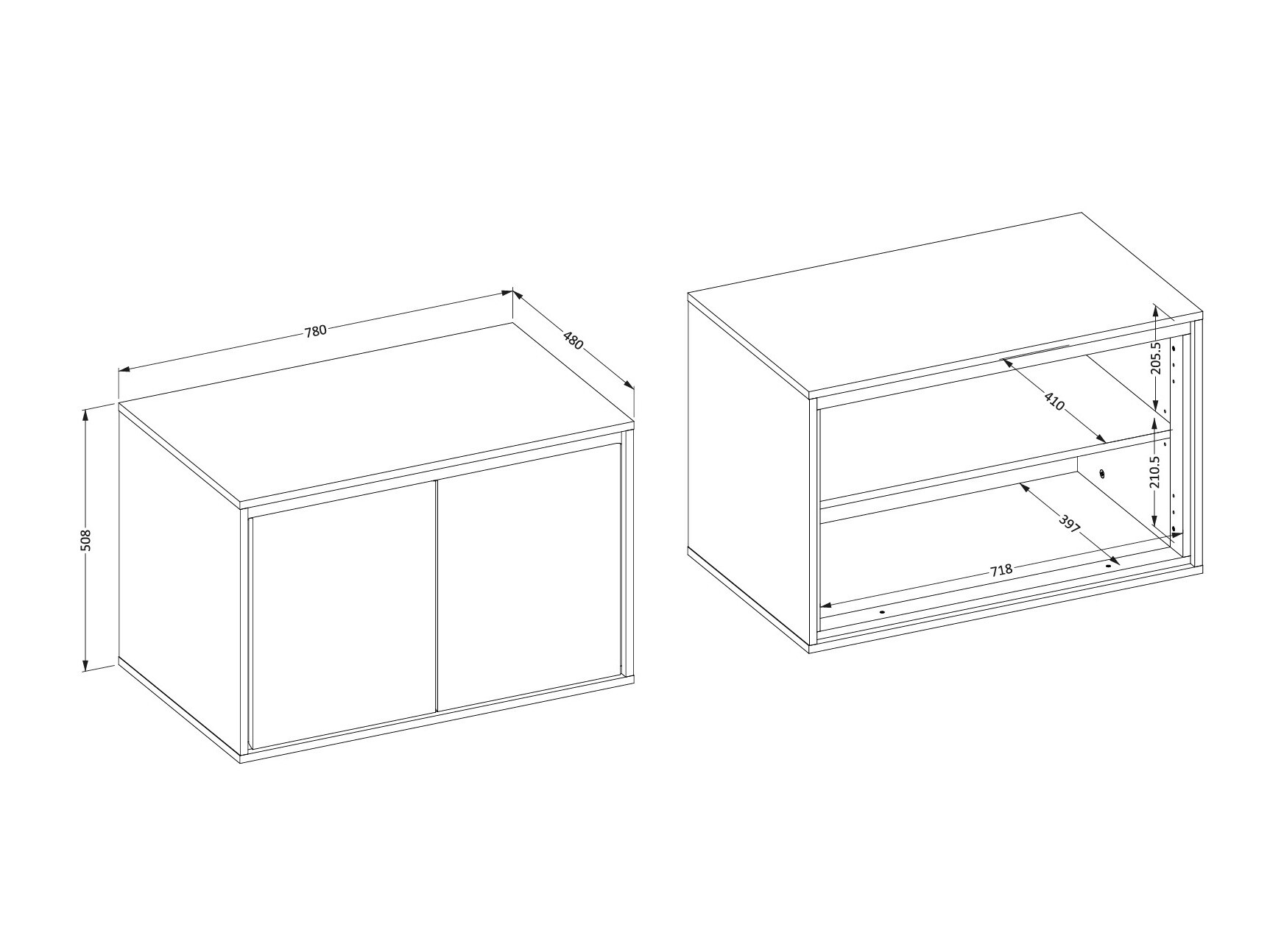 Zidni kupatilski ormarić za umivaonik Tecavu 103 (Sjajno belo + Belo)