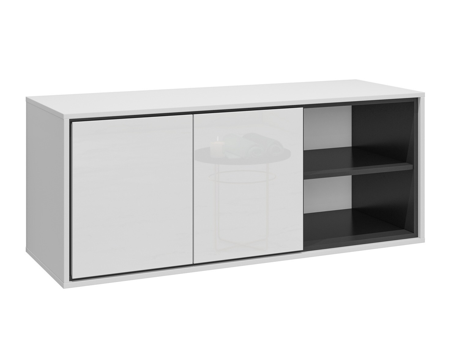 Zidni ormarić za kupatilo Tecavu 104 (Sjajno belo + Belo)