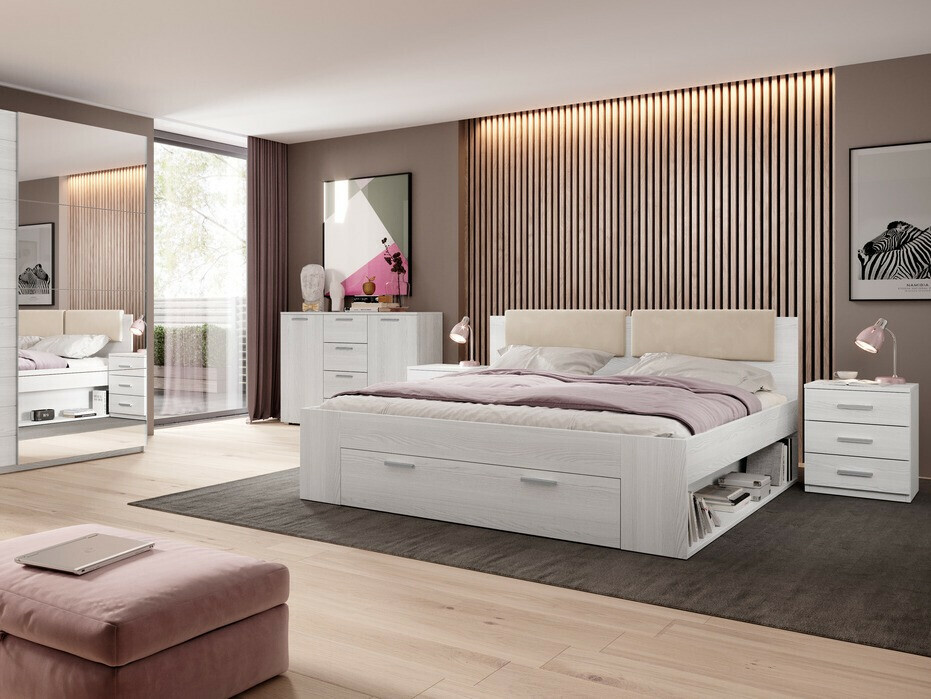 Noćni ormarić Levruvu 107 (Beljeni jasen)