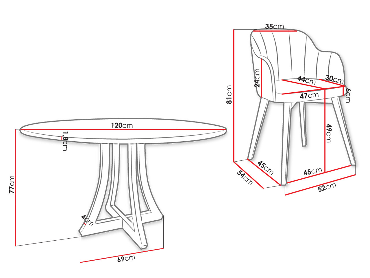 Trpezarijski set Racine 137 (Crno + Baloo 2073)