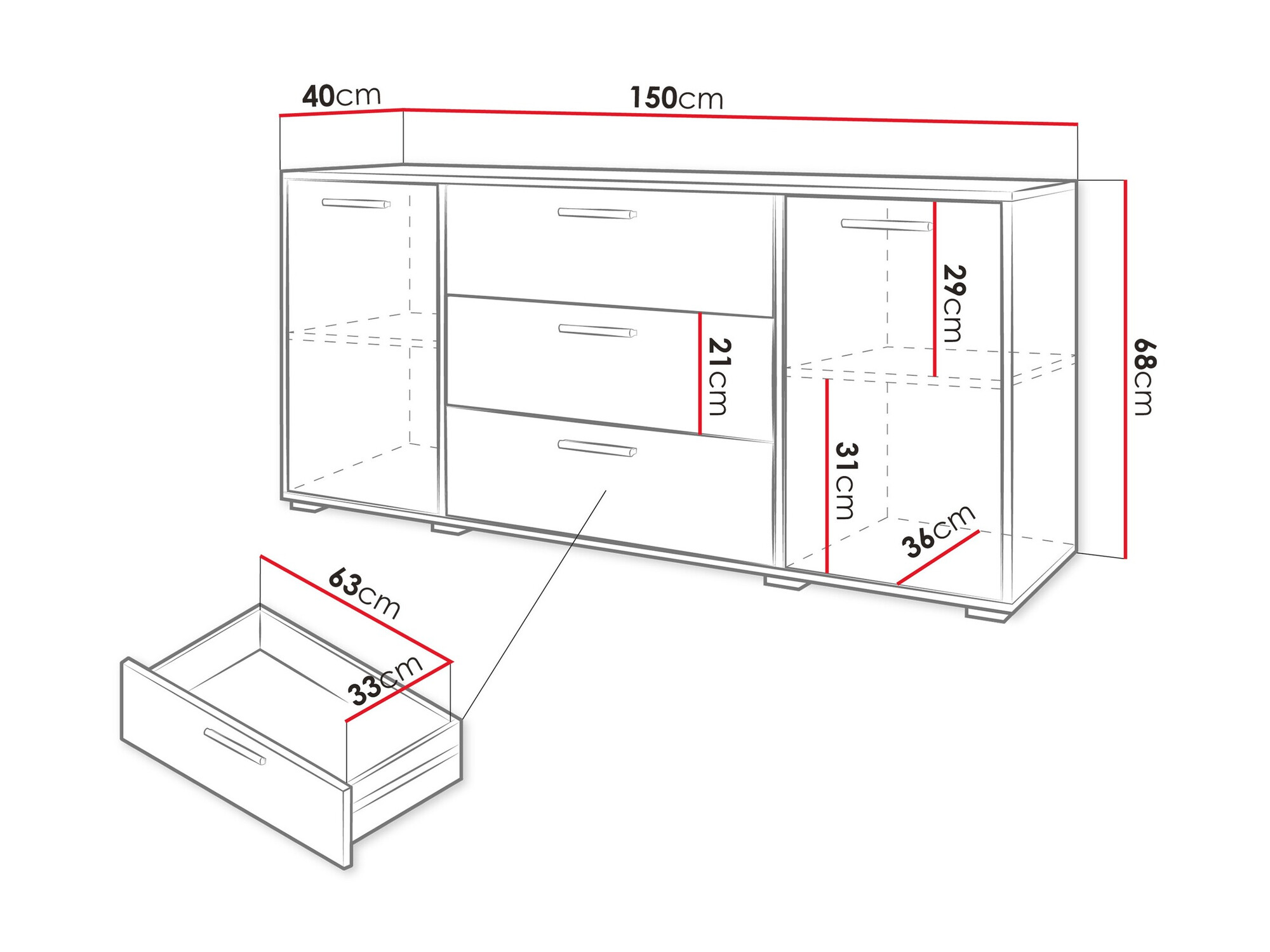 Komoda Sarasota 174 (Belo + Sjajno belo)