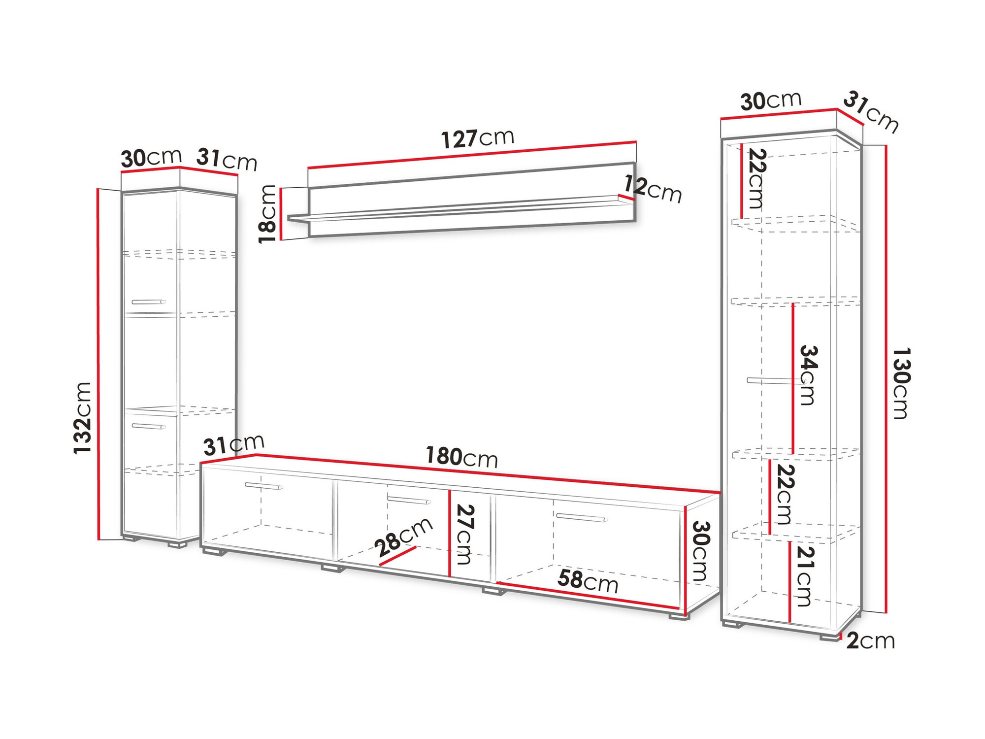 Set za dnevnu sobu Sarasota 175 (Graphite)