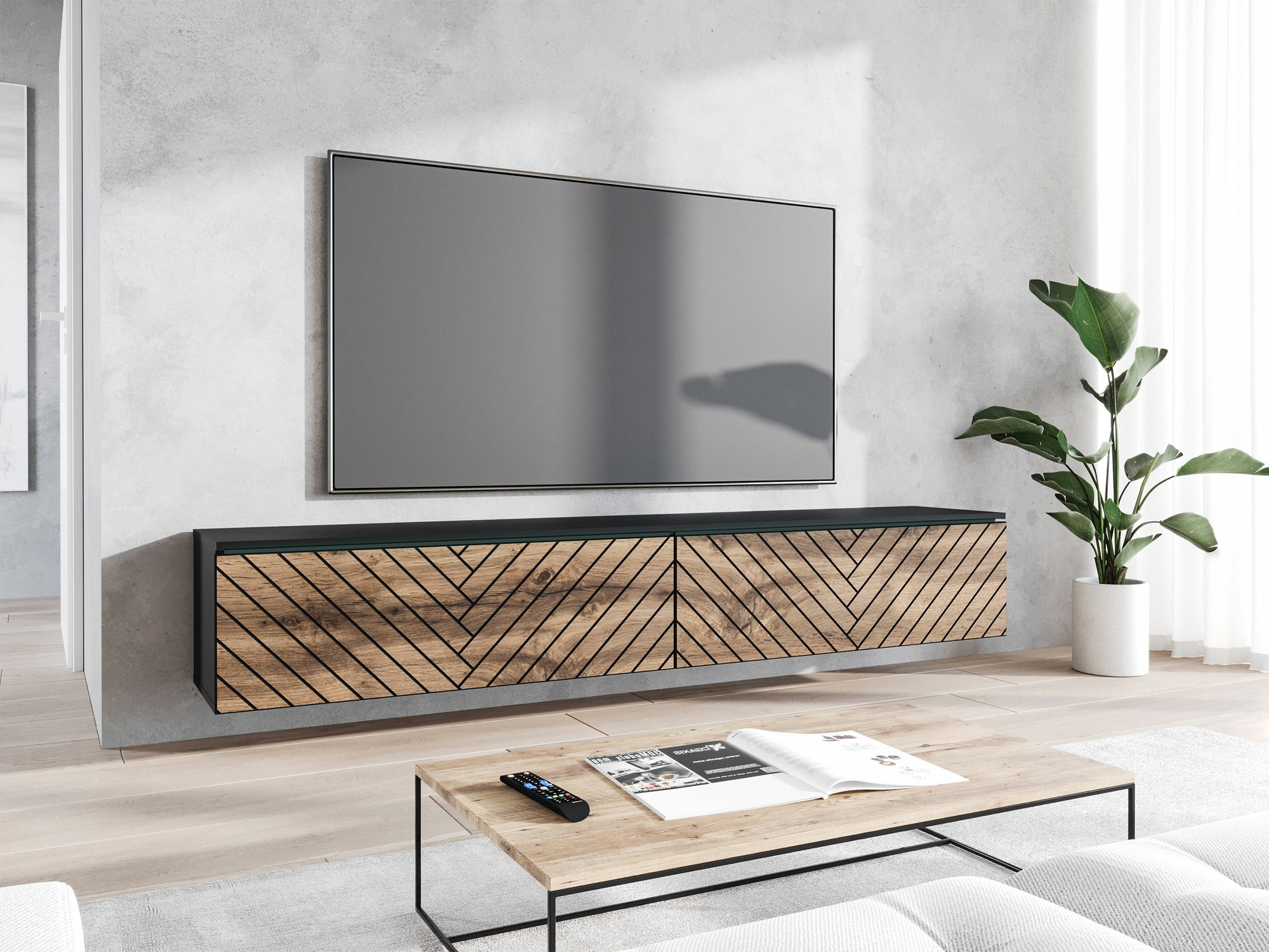 TV komoda Sarasota 166 (Grafit + Hrast Votan)