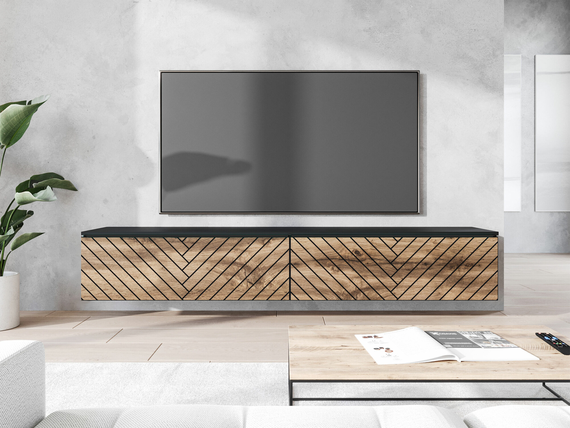 TV komoda Sarasota 166 (Grafit + Hrast Votan)