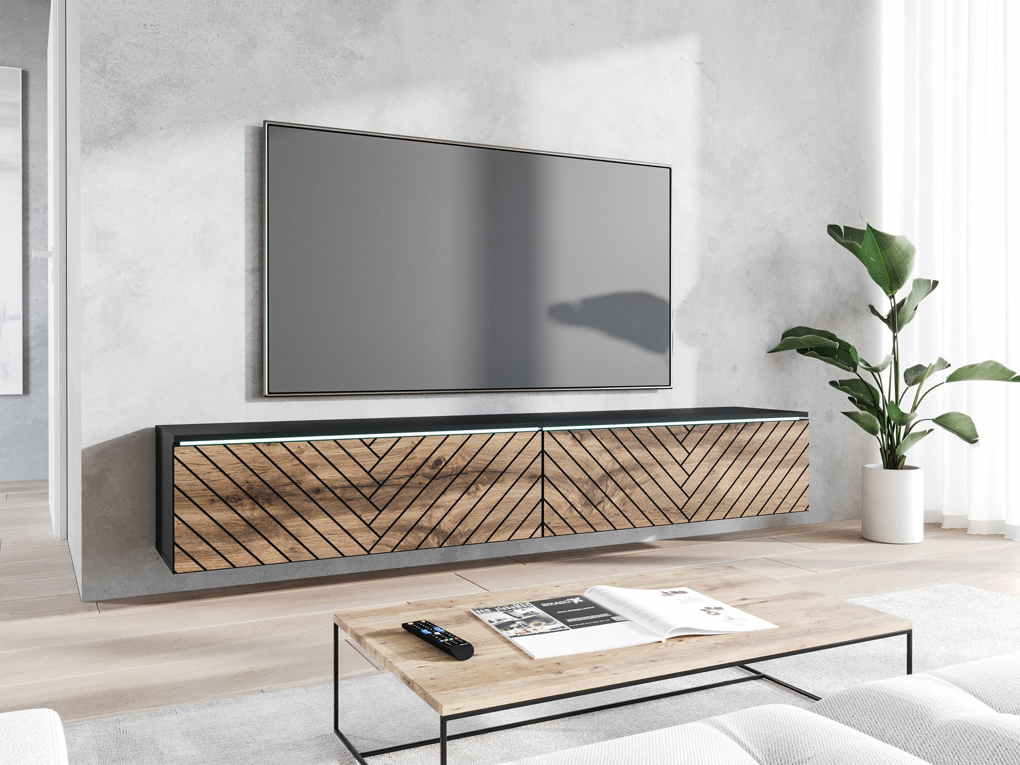 TV komoda Sarasota 166 (Grafit + Hrast Votan)
