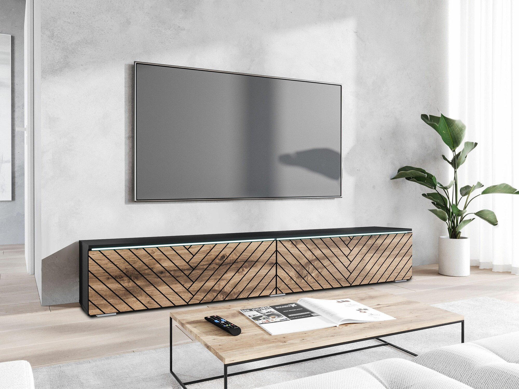 TV komoda Sarasota 166 (Grafit + Hrast Votan)