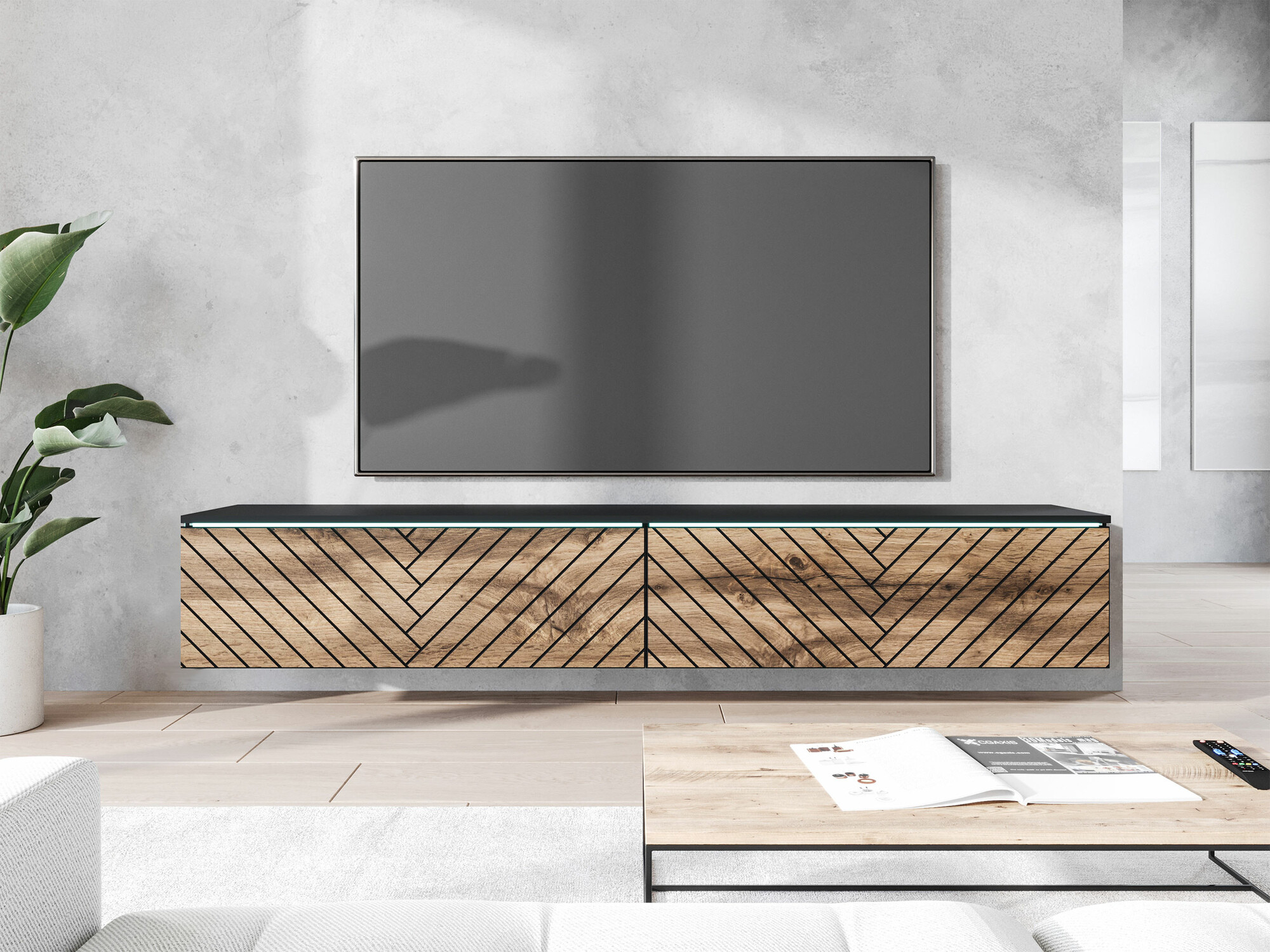 TV komoda Sarasota 166 (Grafit + Hrast Votan)