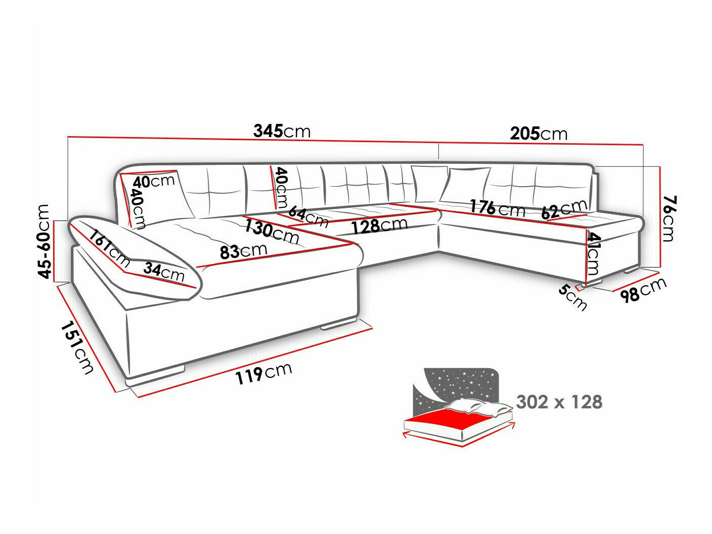 Ugaona sofa Comfivo 150 (Rico 12)