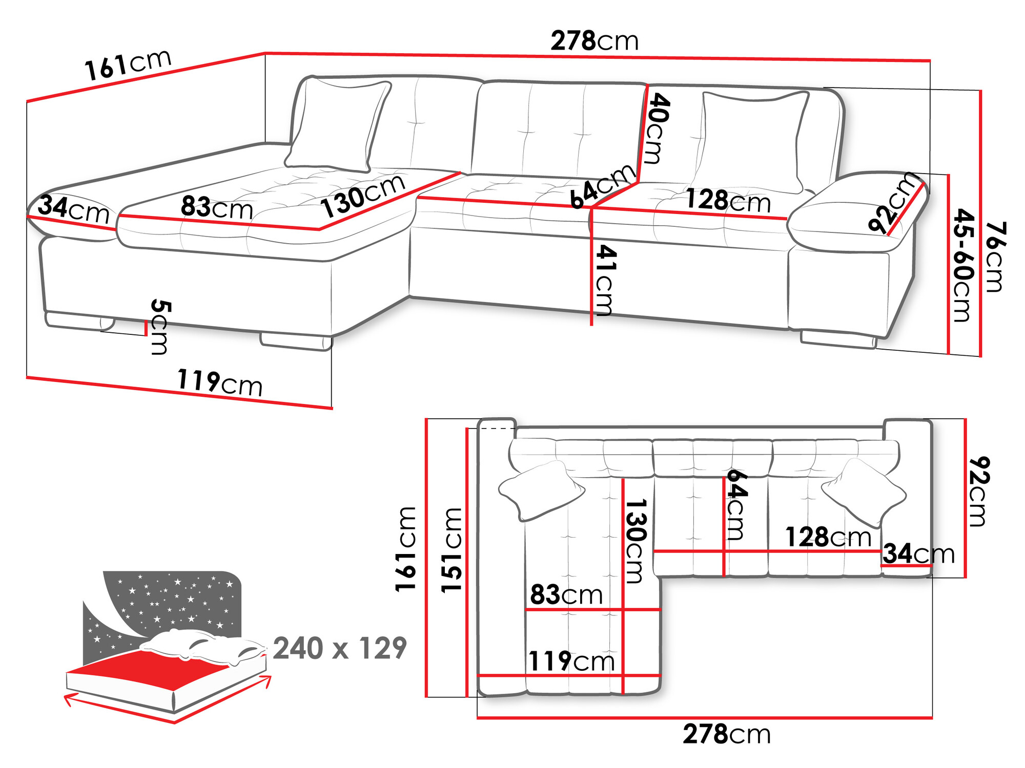 Ugaona sofa Comfivo 152 (Rico 12)