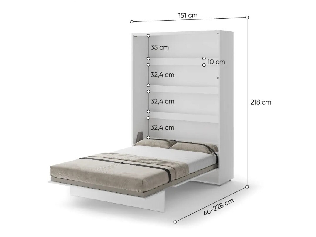 Zidni krevet Concept Pro Lenart Levfere 102 (Belo)