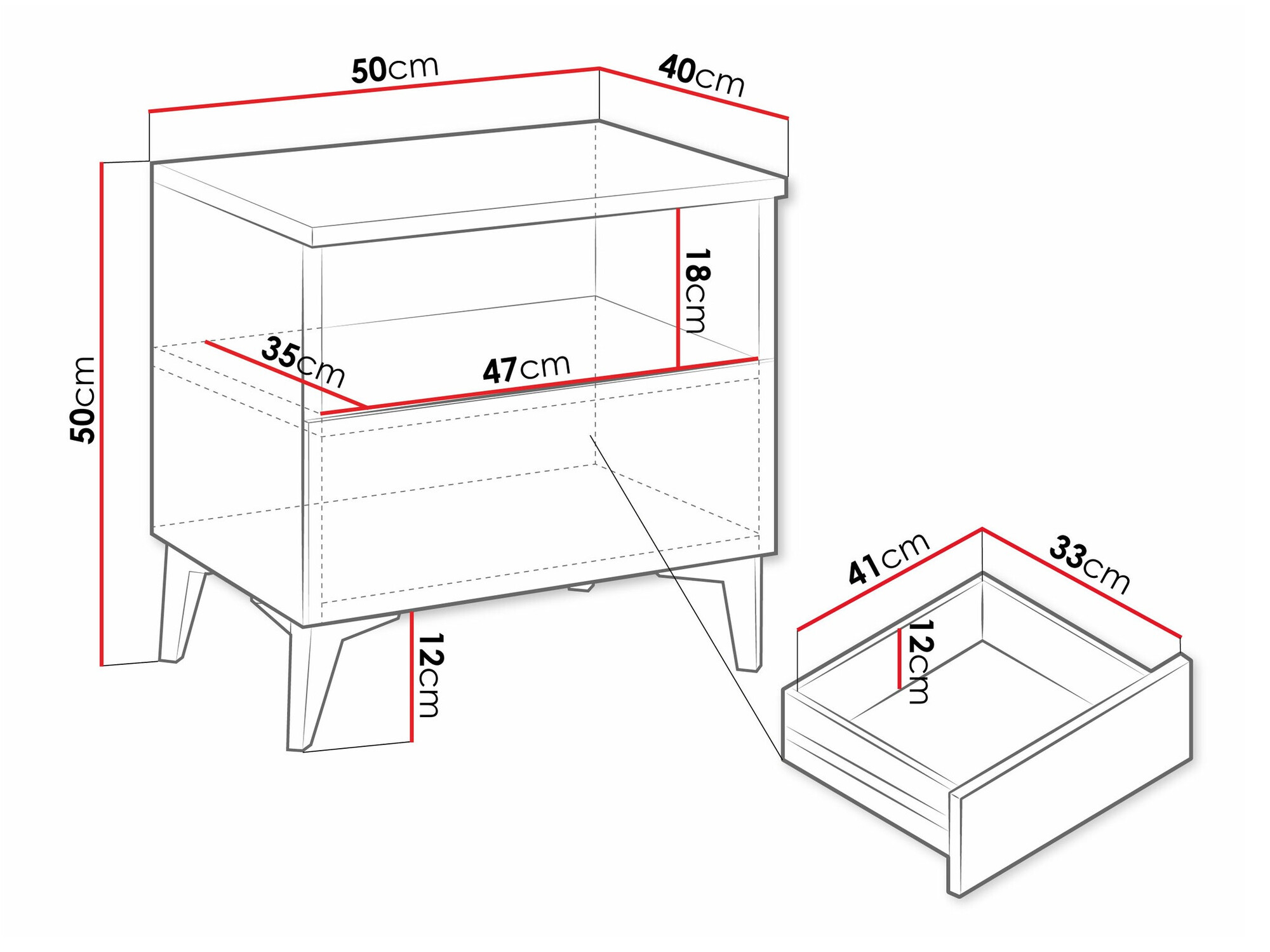Noćni ormarić Comfivo 493 (Belo + Sjajno belo)