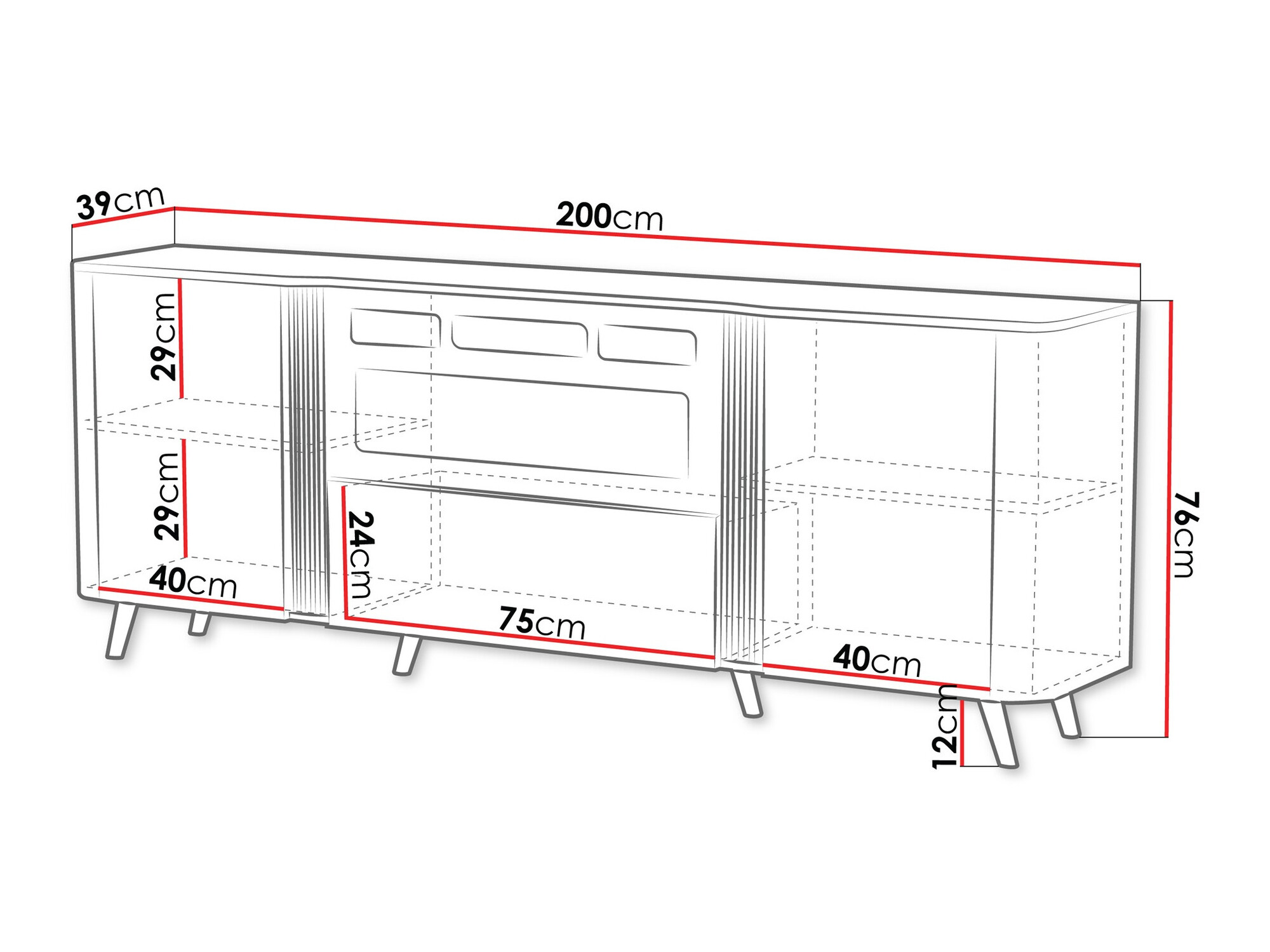 Ormarić Charlotte 202 (Crno + Crni mermer)
