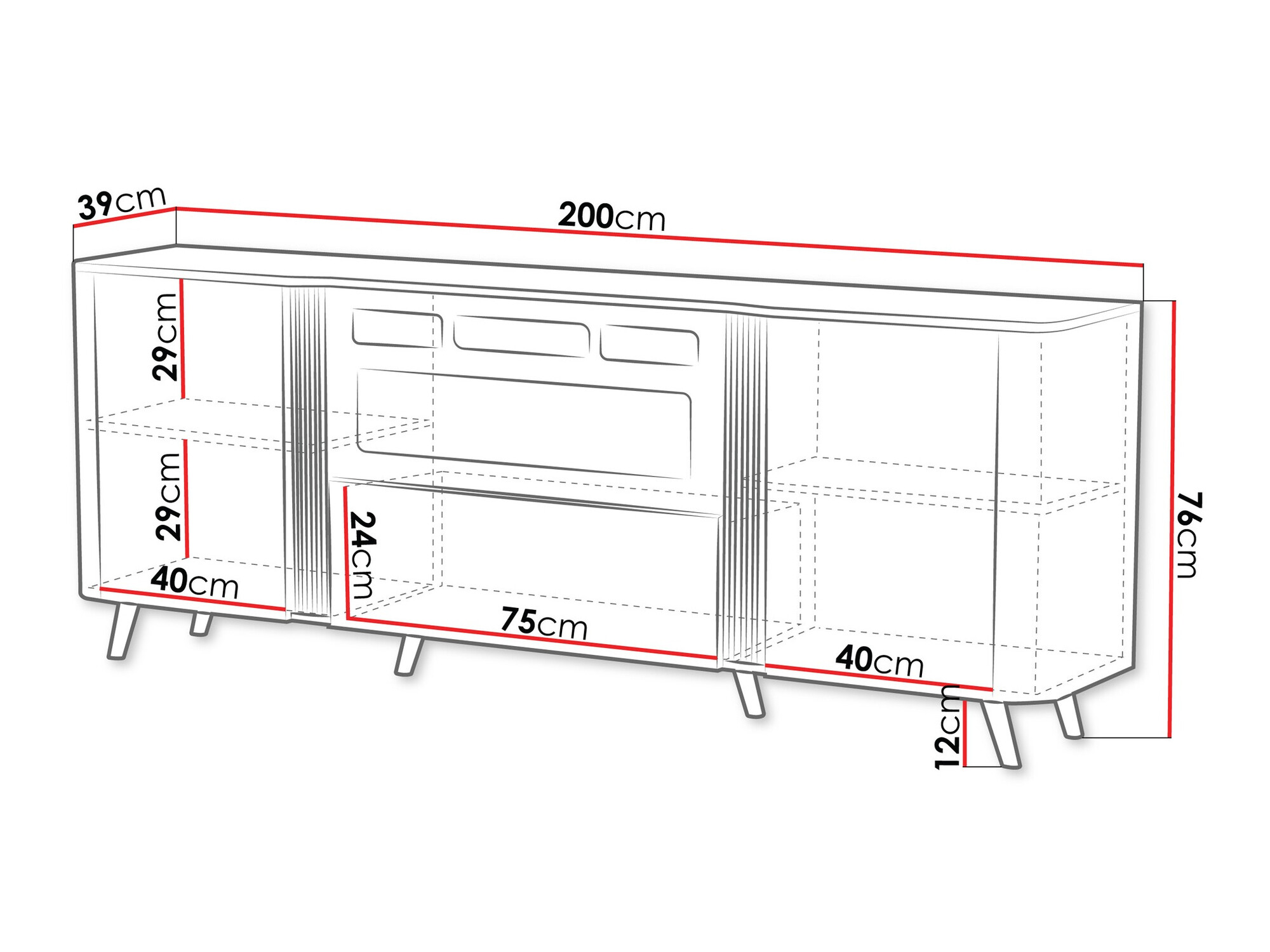 Ormarić Charlotte 202 (Crno + Orah)