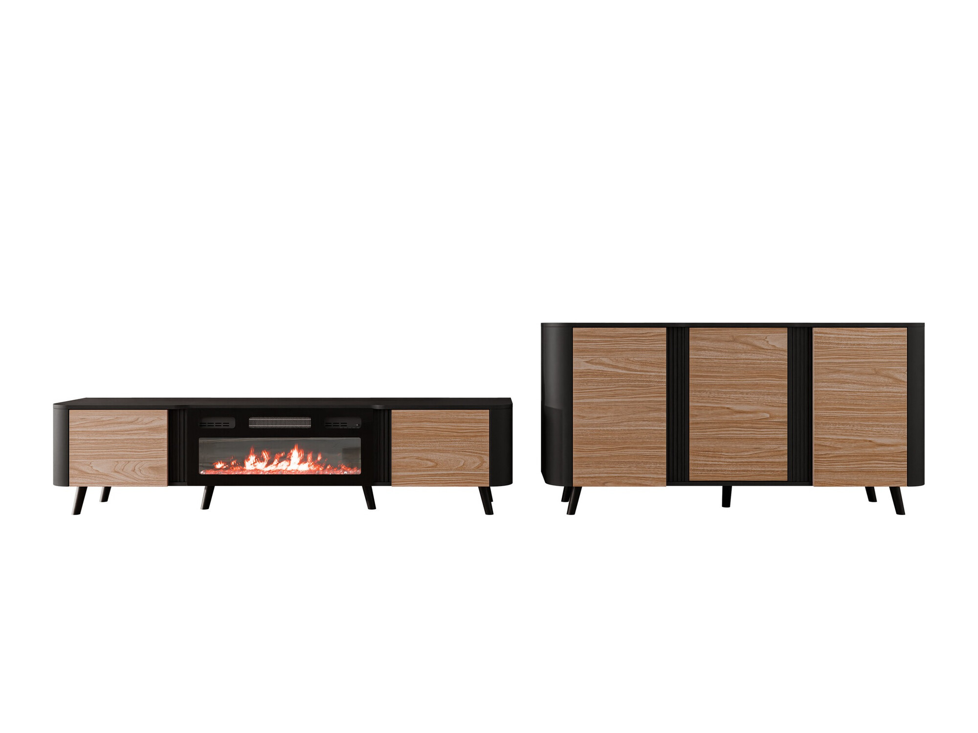 Set za dnevnu sobu Charlotte 204 (Crno + Orah)