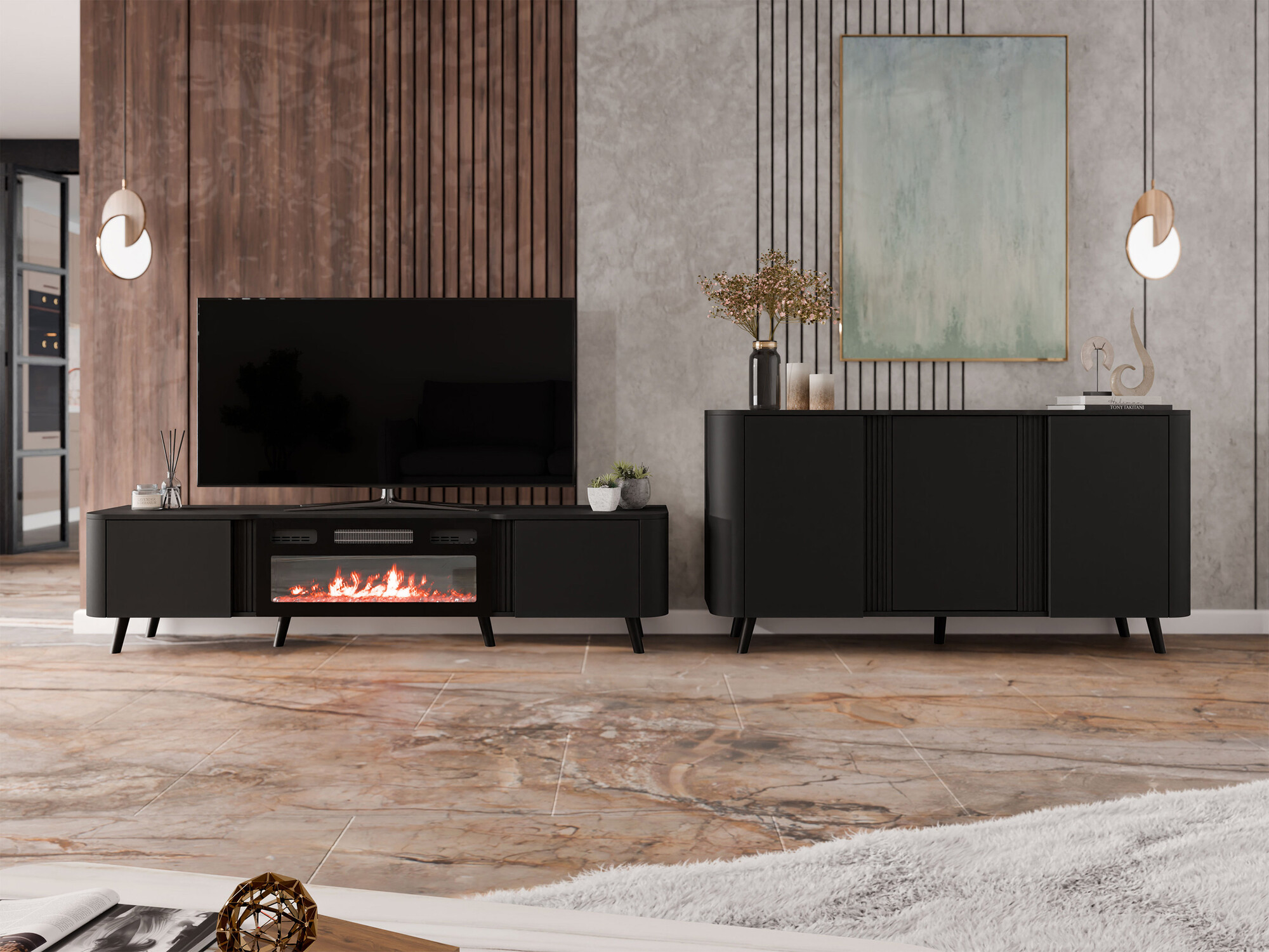 Set za dnevnu sobu Charlotte 204 (Crno)