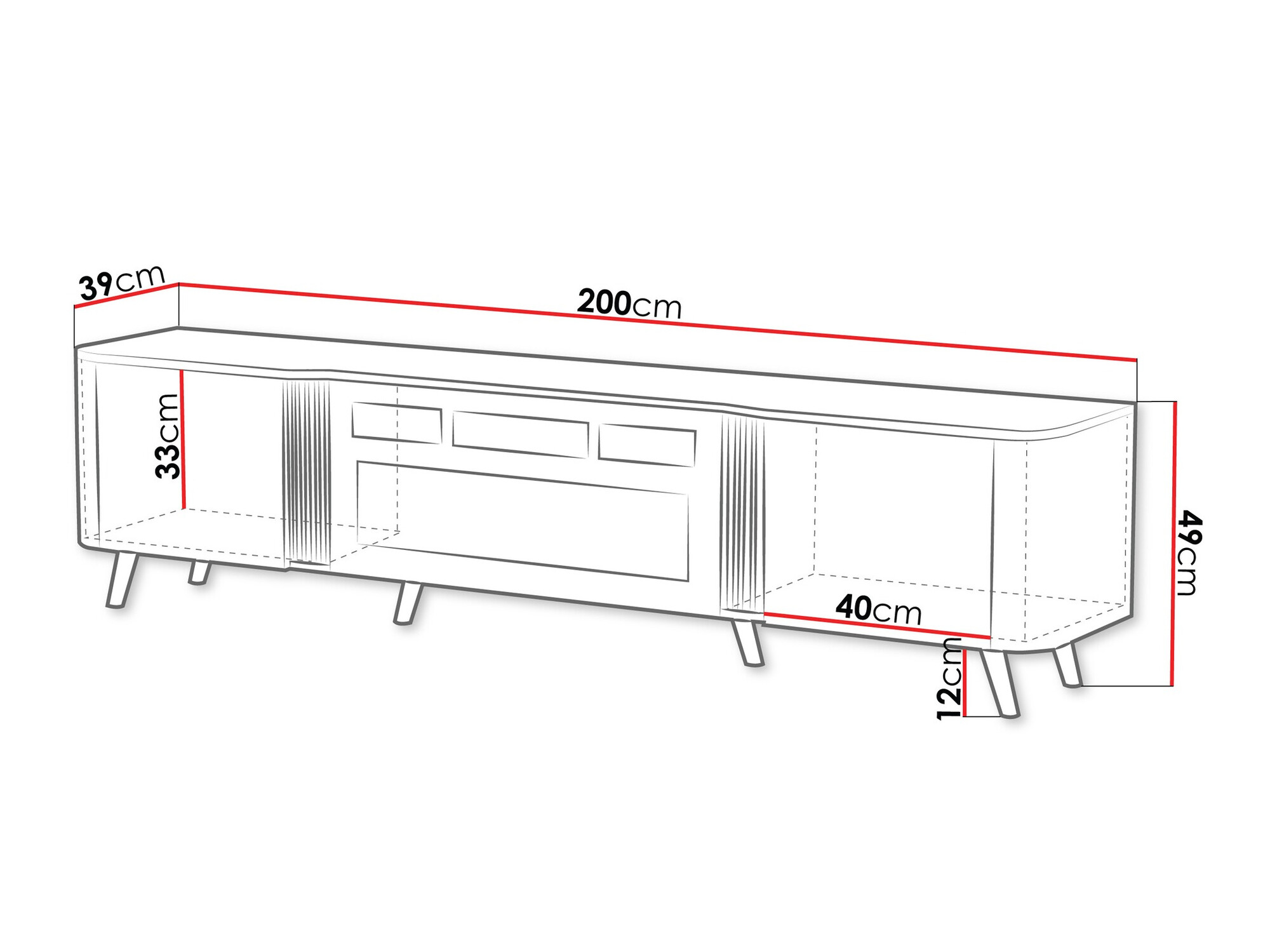 TV sto Charlotte 203 (Crno + Crni mermer)