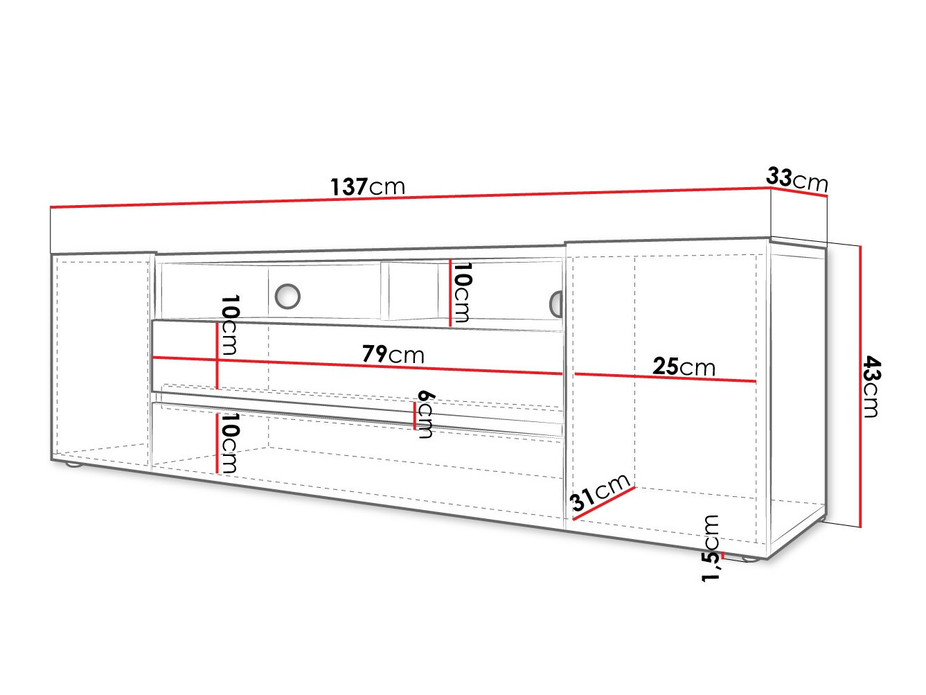TV komoda Nashville 114 (Belo + Sjajno belo)