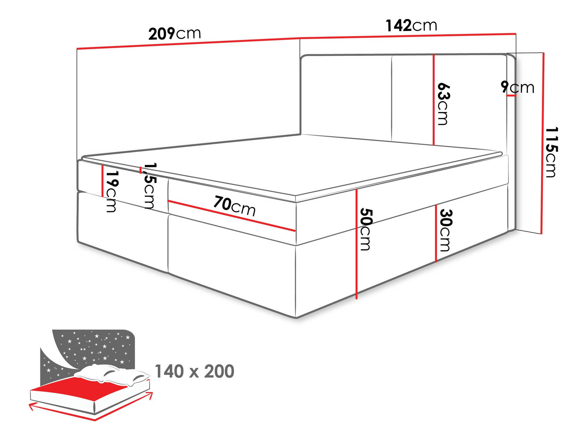 Boxspring krevet Zanesville 100 (Manila 14)