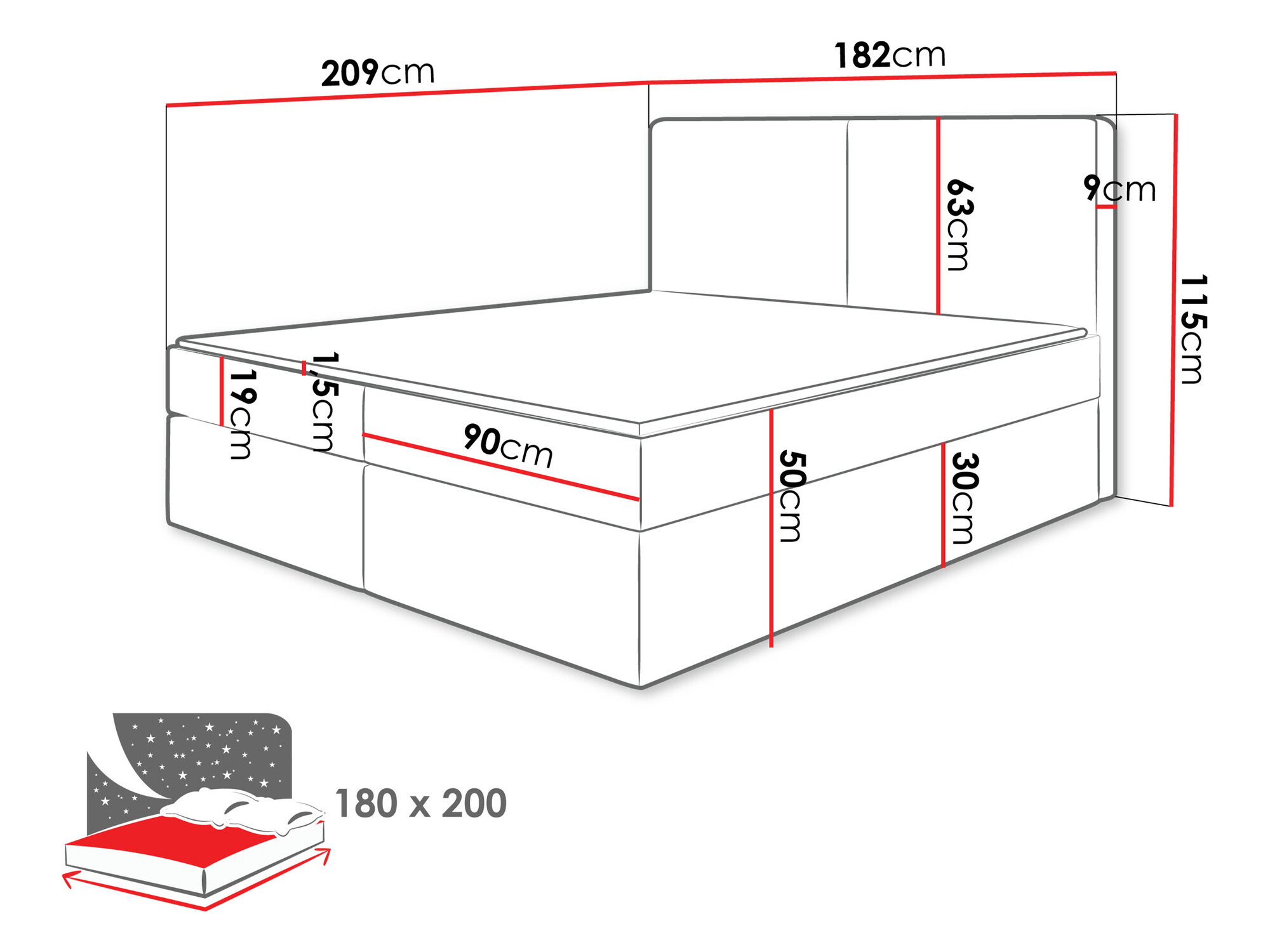 Boxspring krevet Zanesville 100 (Manila 35)