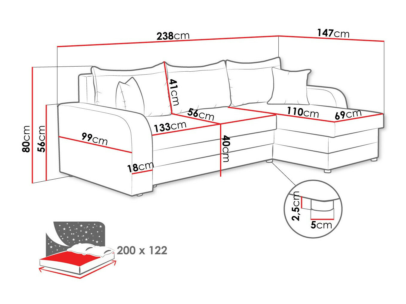 Ugaona sofa Comfivo 203 (Poso 22)