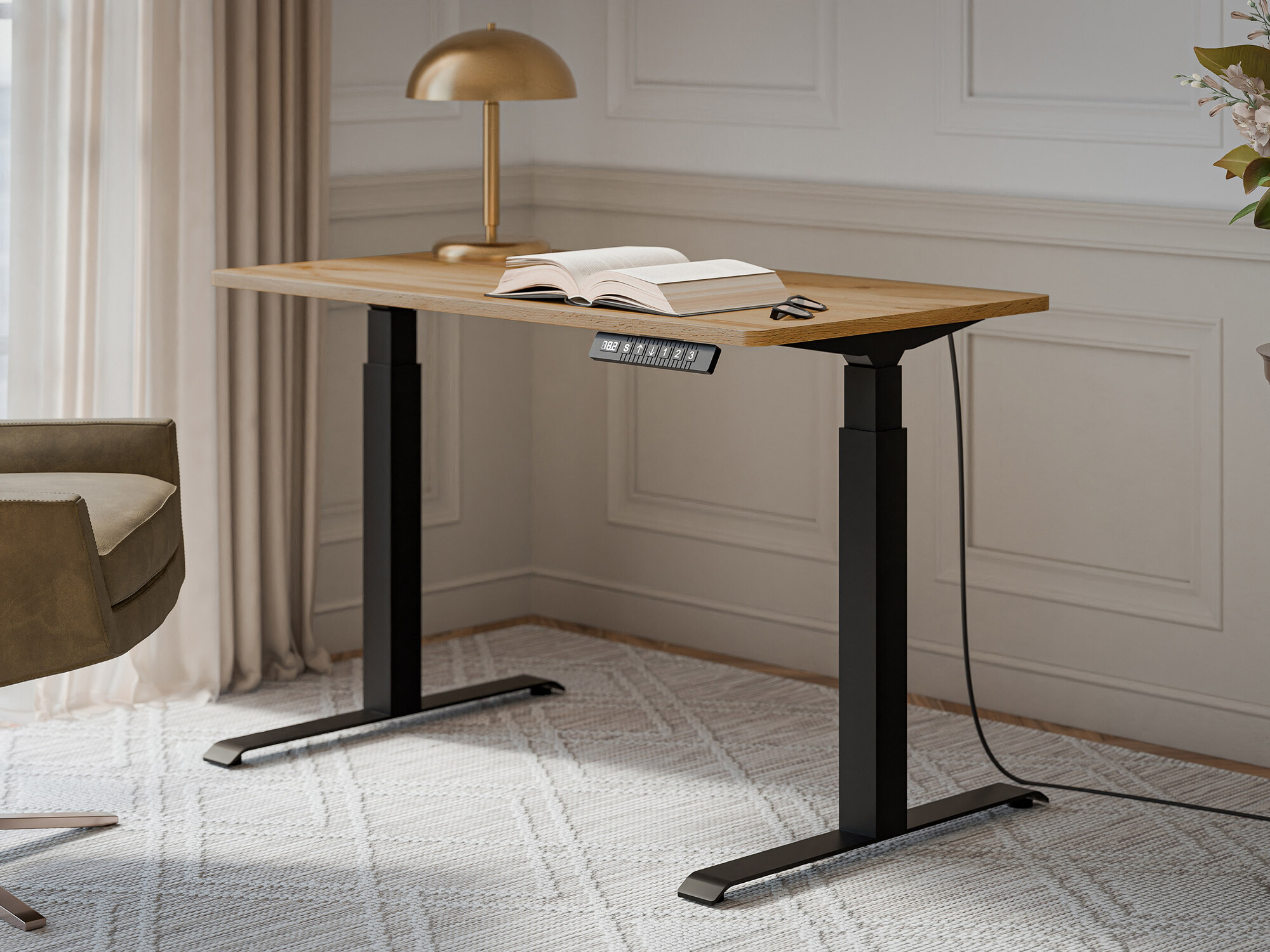 Sto sa podesivom visinom Charlotte 194 (Вотан храст + Crno)