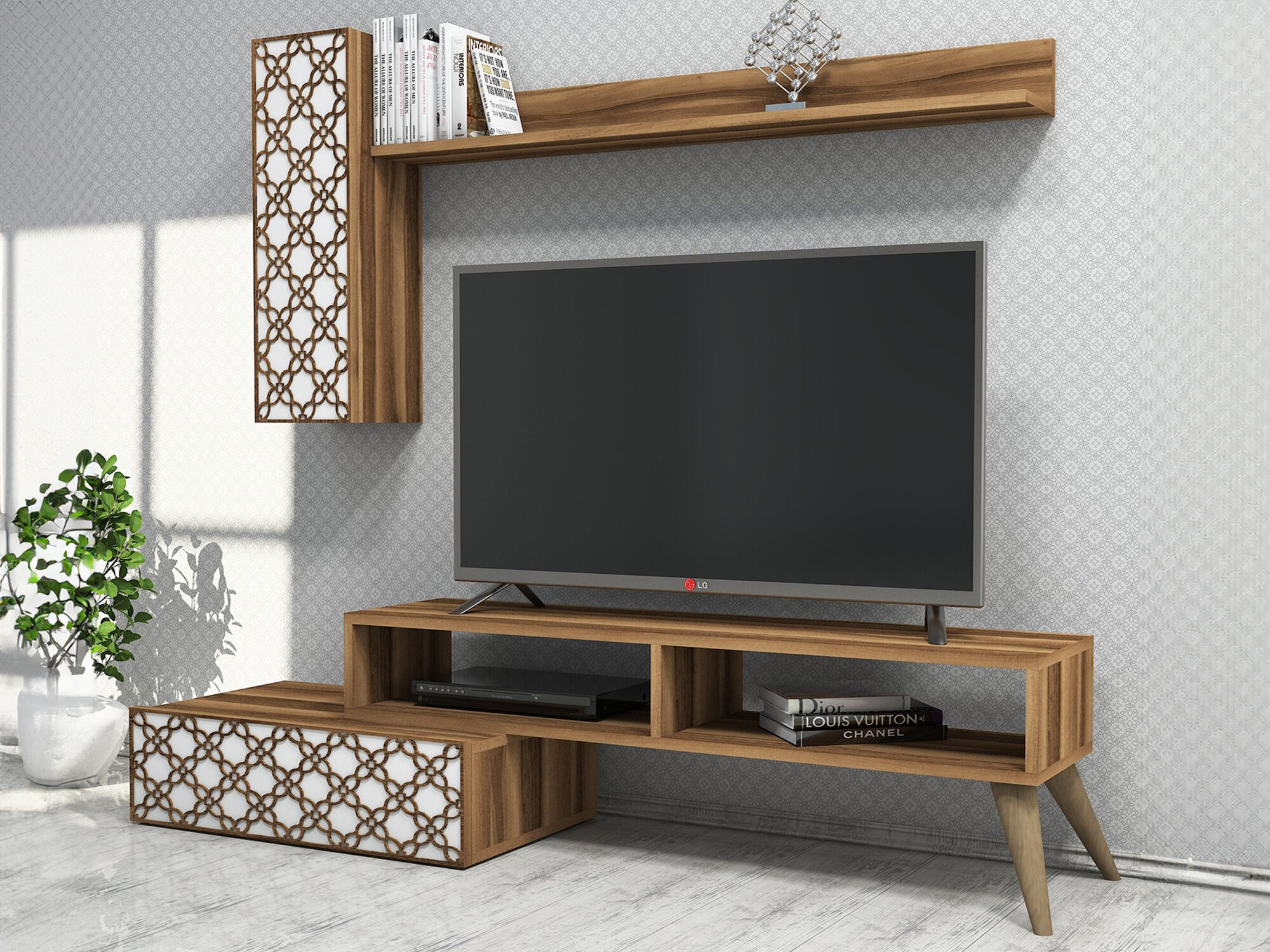 Set za dnevnu sobu Kailua 1561 (Orah + Belo)