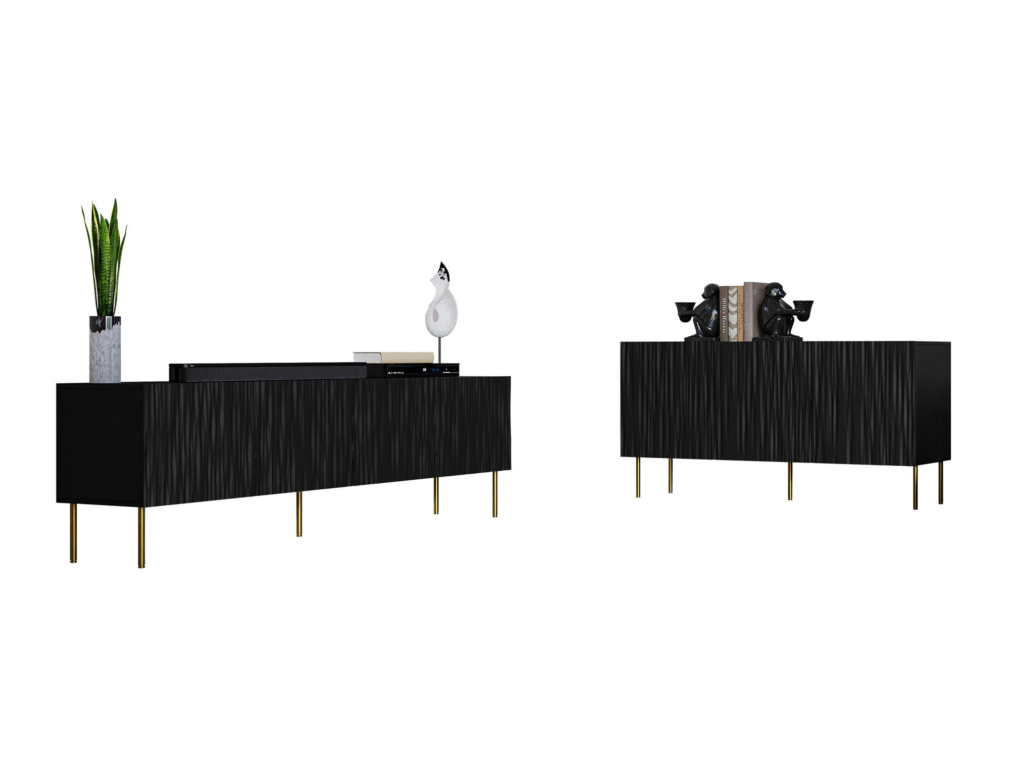 Set za dnevnu sobu Lorelbo 104 (Crno + Zlatna)