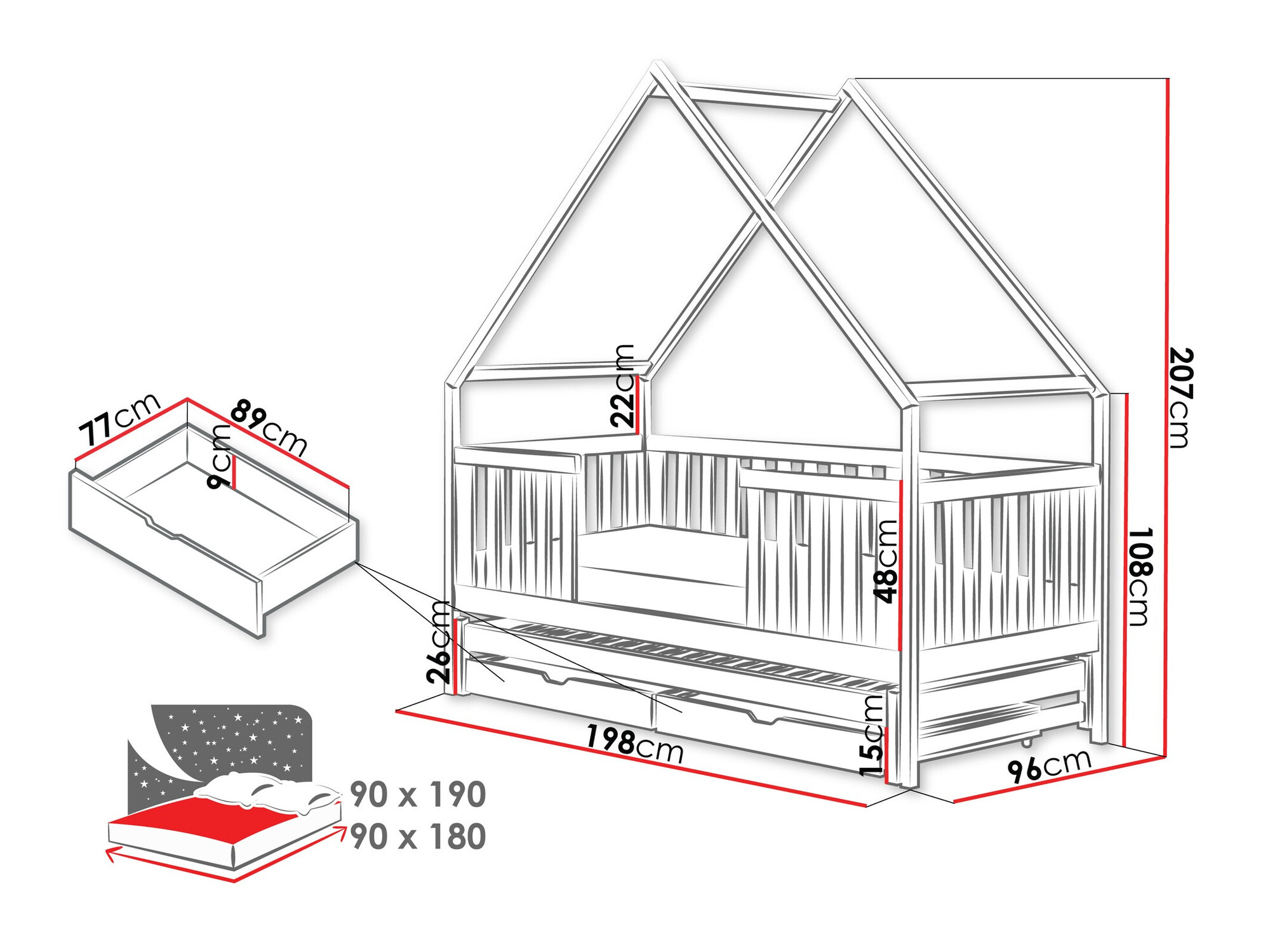 Krevet Vista 115 (Belo)