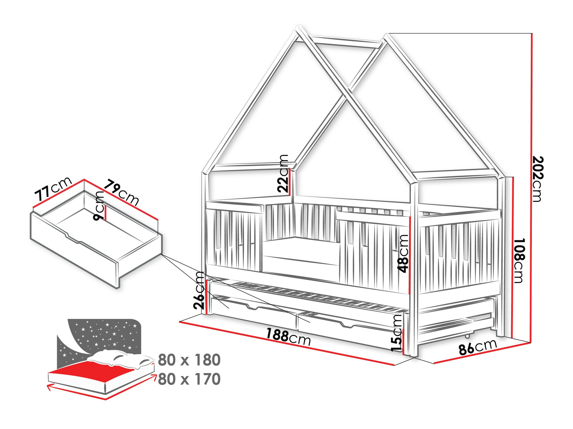Krevet Vista 115 (Sivo)