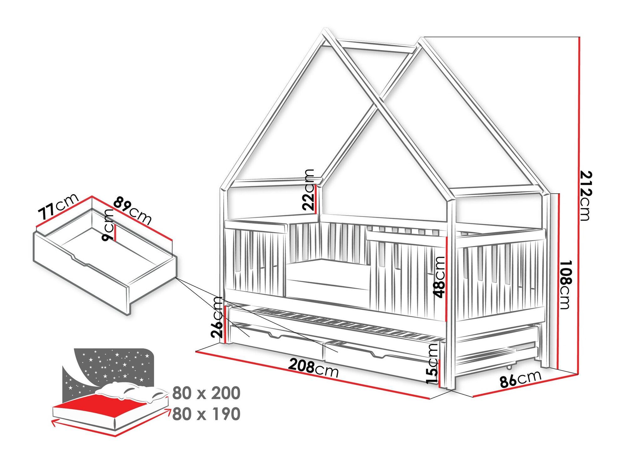 Krevet Vista 115 (Sivo)