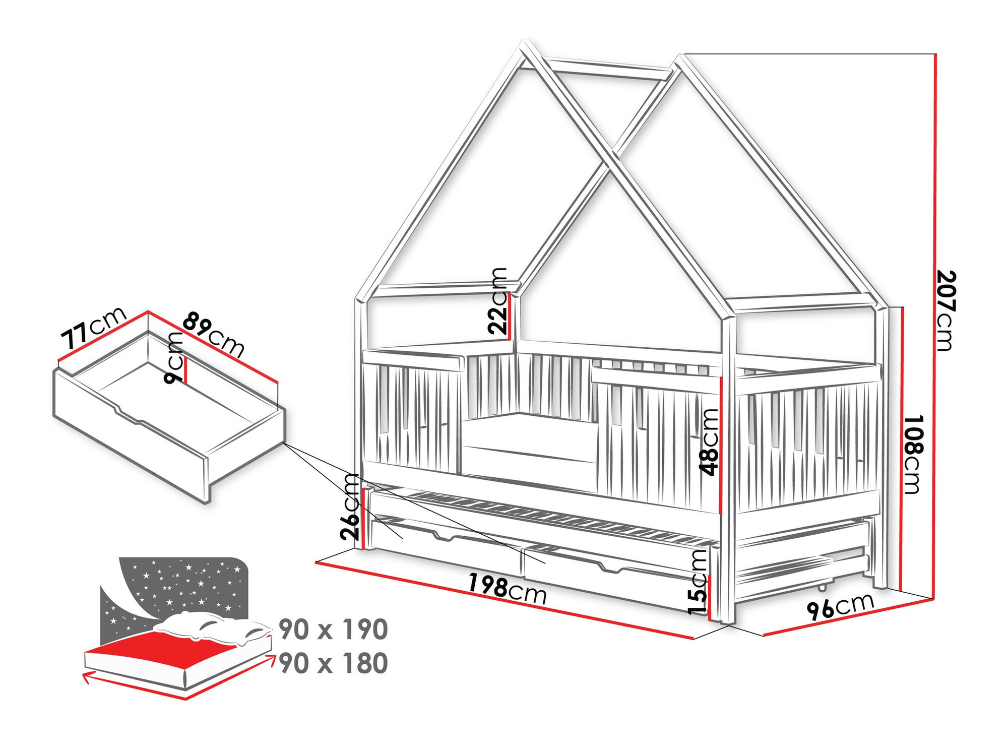 Krevet Vista 115 (Sivo)