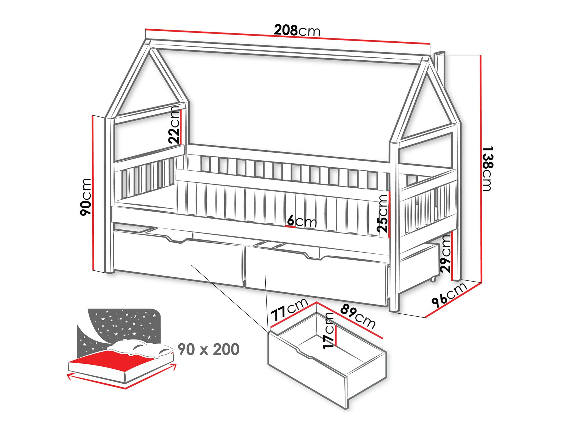 Krevet Vista 116 (Belo)