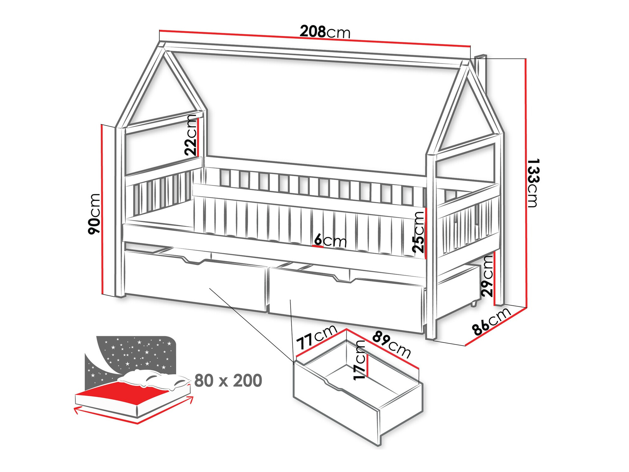 Krevet Vista 116 (Sivo)
