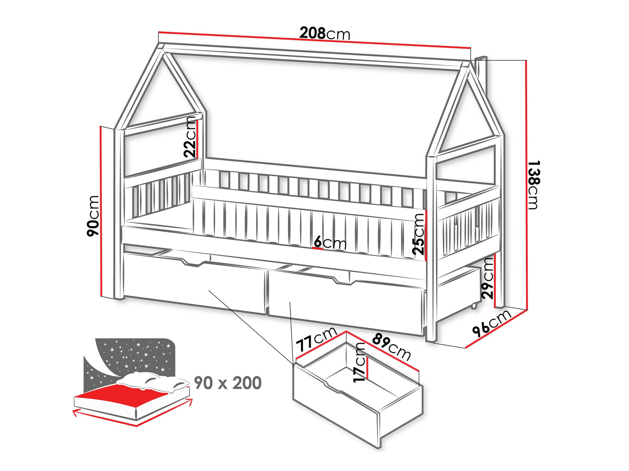 Krevet Vista 116 (Sivo)