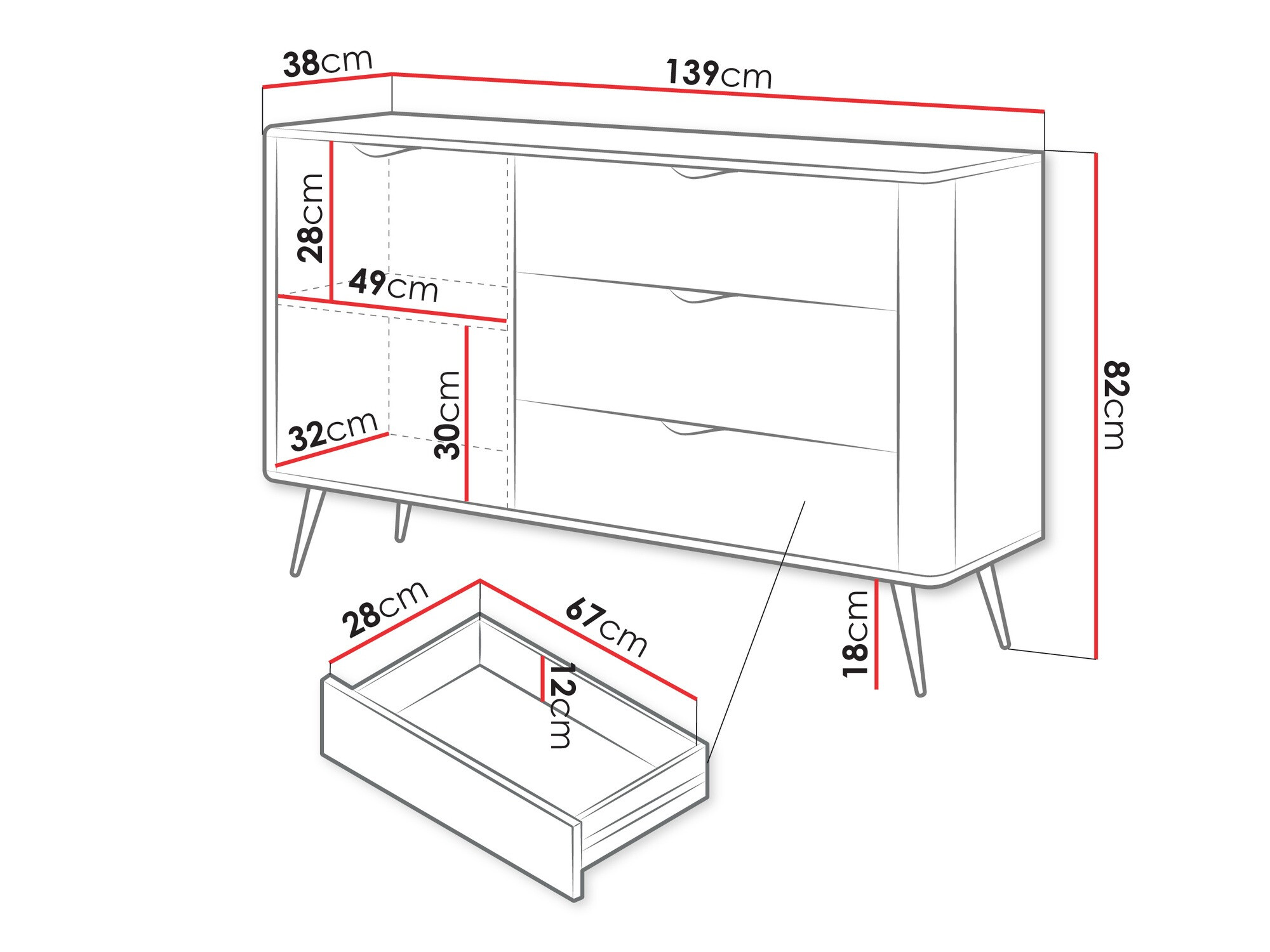 Komoda Versoe 100 (Graphite)