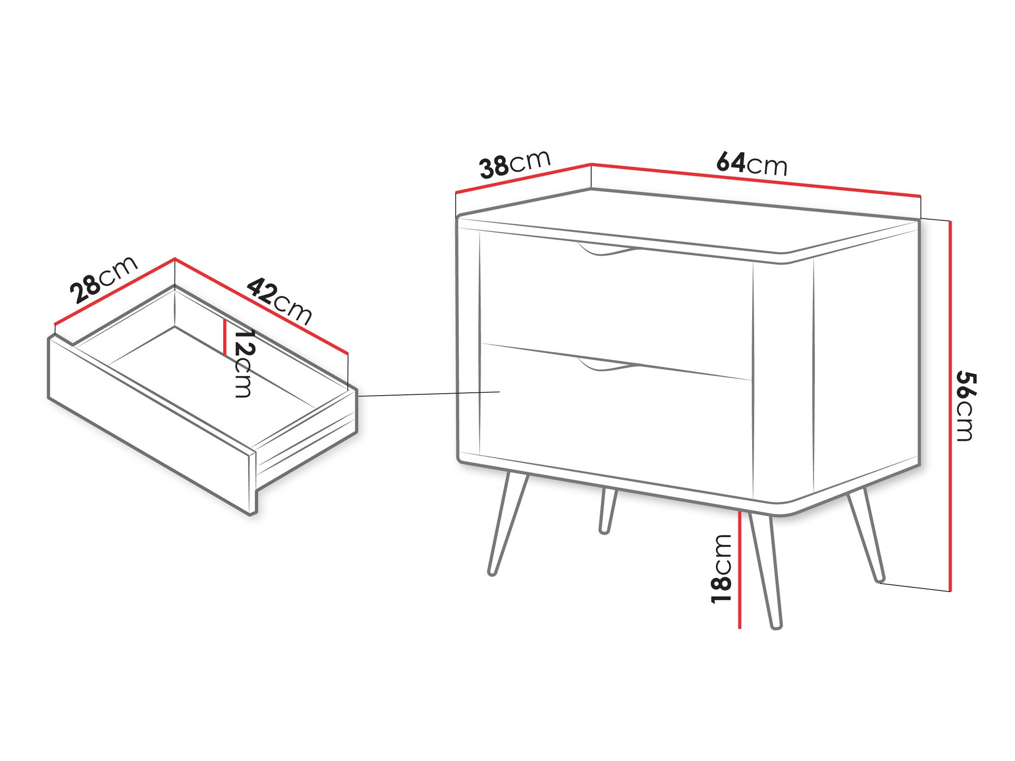Noćni ormarić Versoe 106 (Graphite)