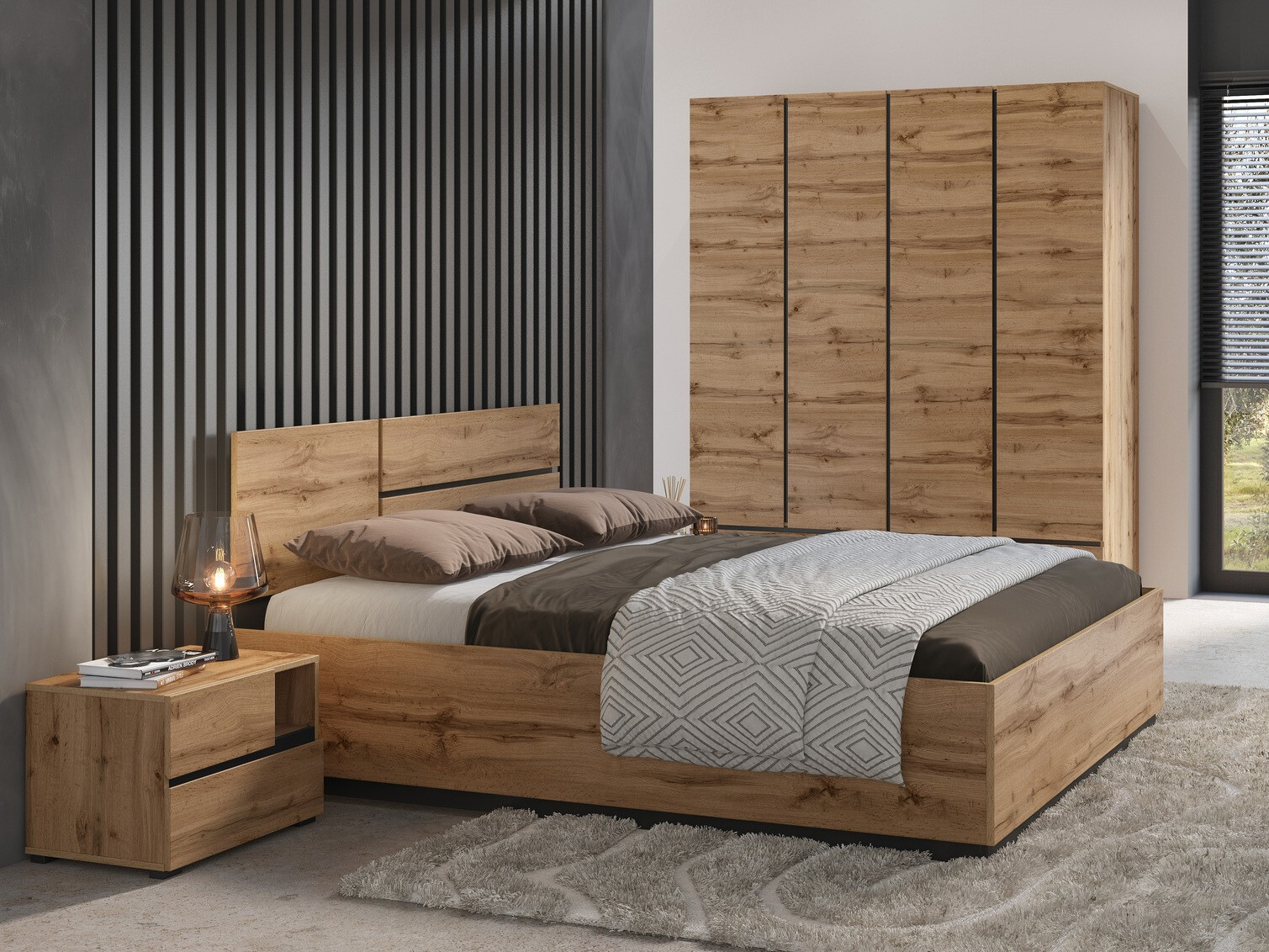 Set spavaća soba Alfere 124 (Hrast Votan)