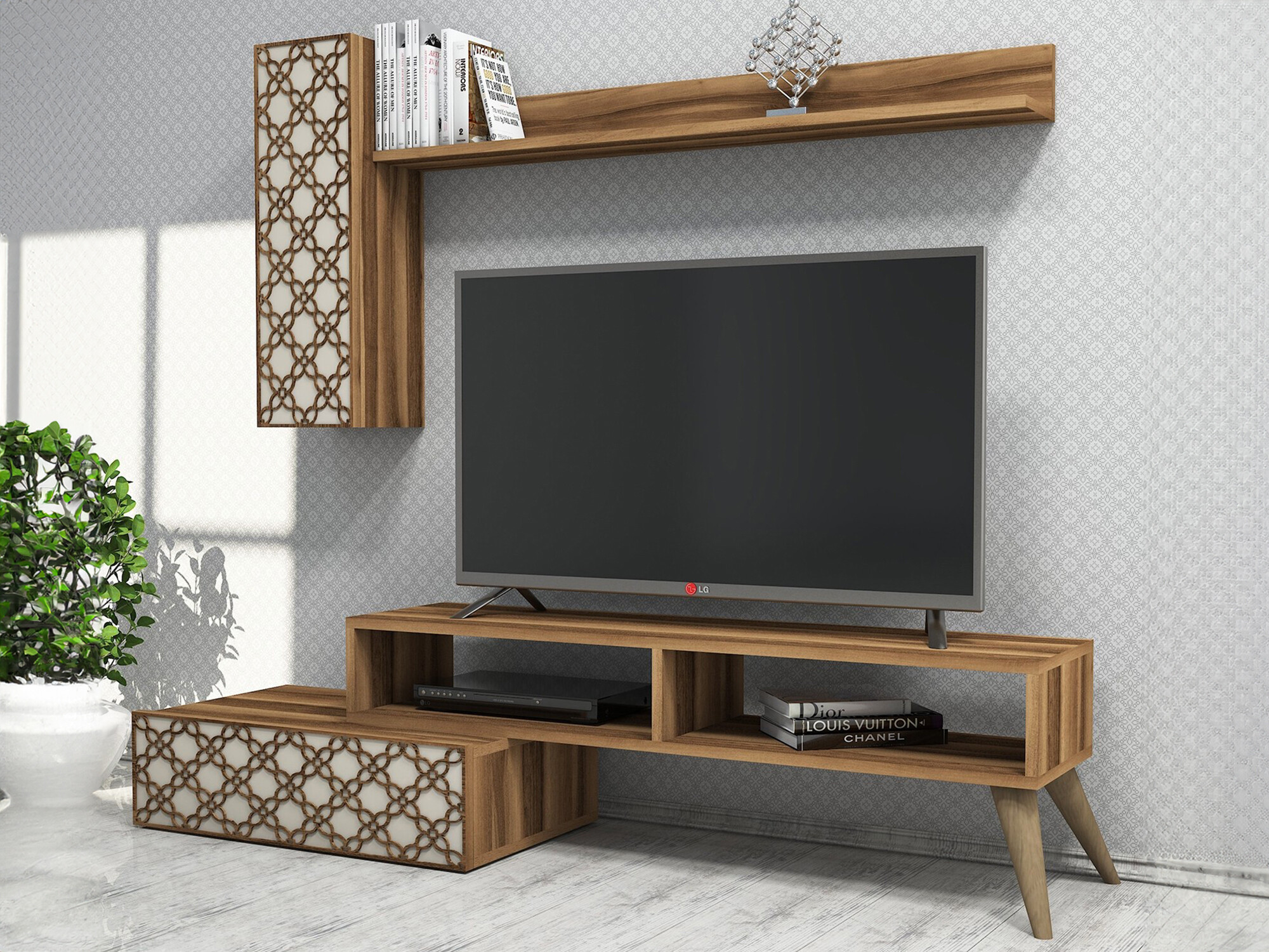 Set za dnevnu sobu Kailua 1561 (Orah + Krem)