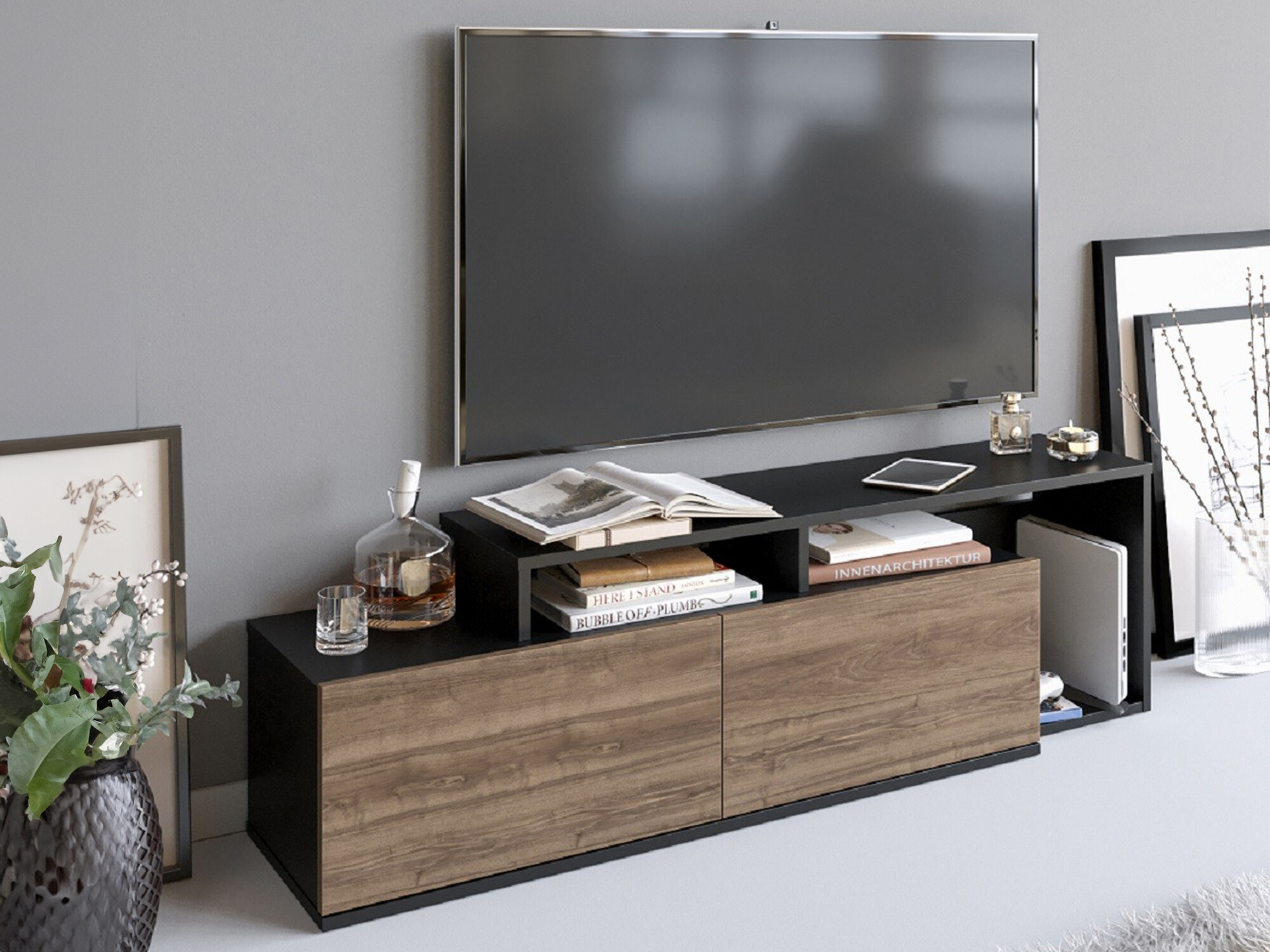 TV komoda Kailua 1319 (Crno + Orah)